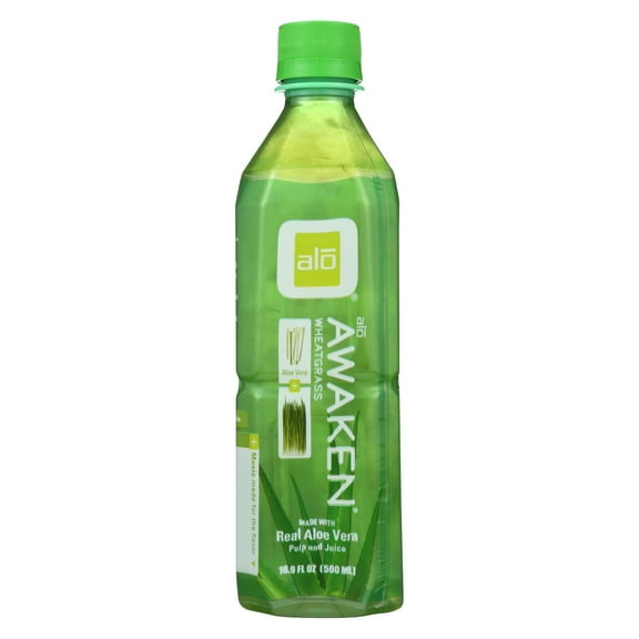 (12 pack) (12 Pack) Alo Original Awaken Aloe Vera Juice Drink Wheatgrass, 16.9 Fl Oz.