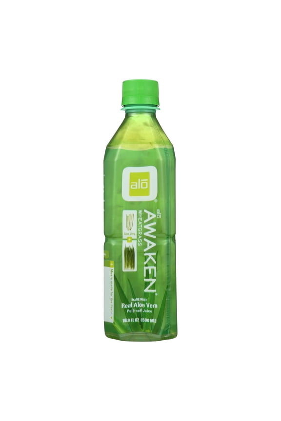 (12 pack) (12 Pack) Alo Original Awaken Aloe Vera Juice Drink Wheatgrass, 16.9 Fl Oz.