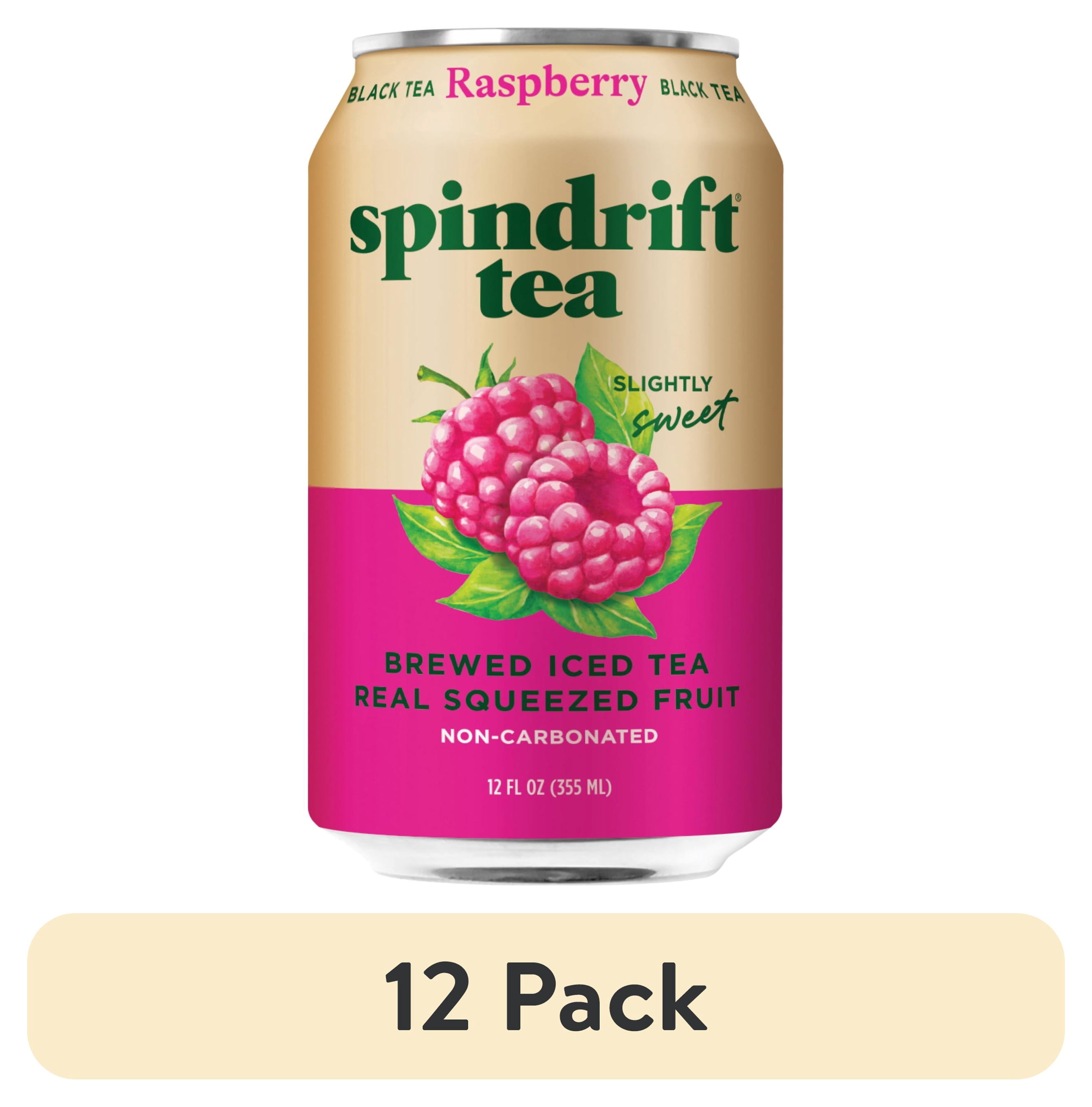 (12 pack) Spindrift Raspberry Iced Tea, Brewed Black Tea with Real Squeezed Raspberry Juice, 12 fl oz. Singles