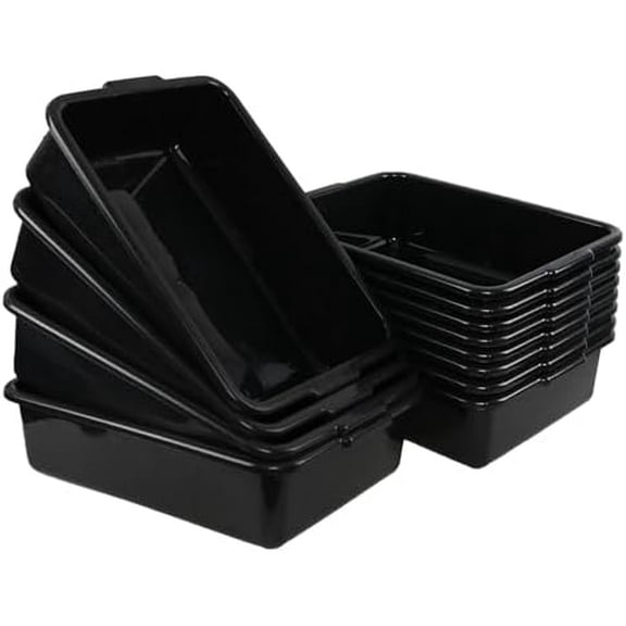 12-pack 13 L Restaurant Dish Tub Basin, Plastic Bus Bin Tote Boxes, Black