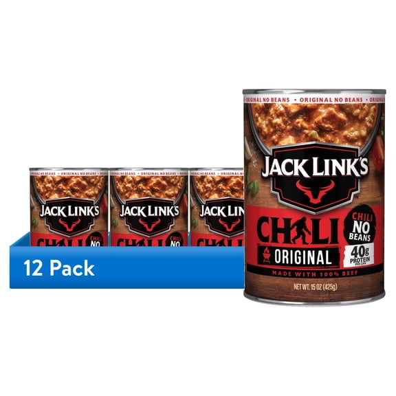 (12 pack) Jack Link's Original Chili, No Beans, 15oz Can