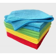 12 pack 16'x16' Microfiber Cleaning Cloths - Multi-Purpose, Machine Washable, Absorbent Towels for Kitchen, Car, Home Appliances