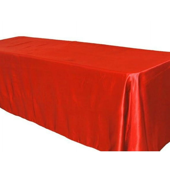 12 pack 60x120" Rectangle Satin Tablecloth Wedding SEAMLESS Catering Table Cover", (Color: Red)