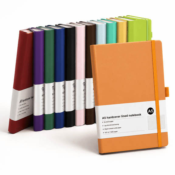 12-pack A5 Lined Hardcover Classic Ruled Notebooks for Work and Writing