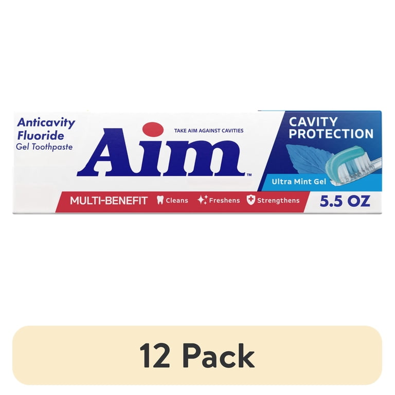 12 pack) AIM Cavity Protection Toothpaste, Ultra Mint Gel, 5.5 oz