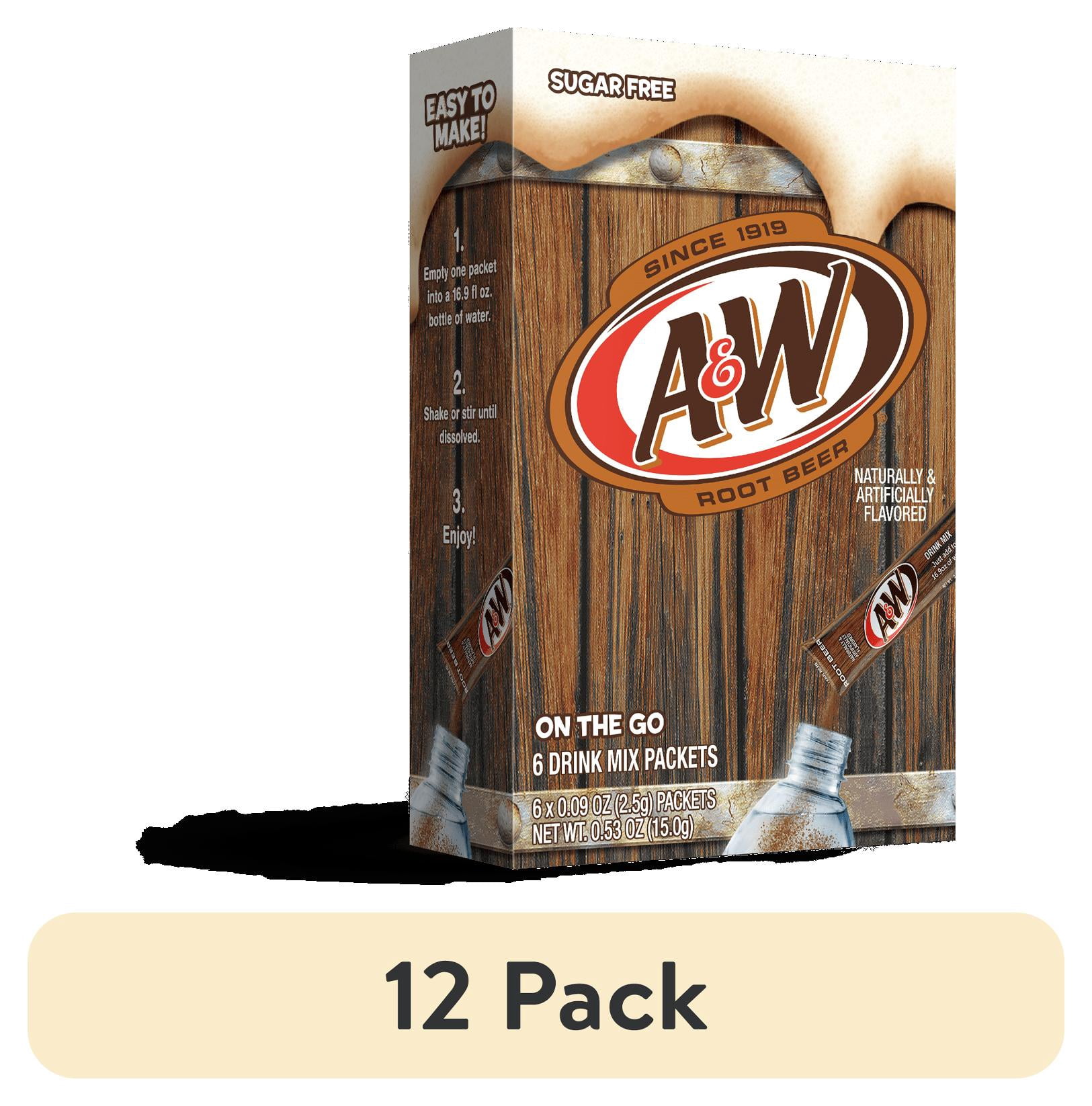 (12 pack) AW Root Beer Powder Drink Mix, Sugar-Free, 12 Pack