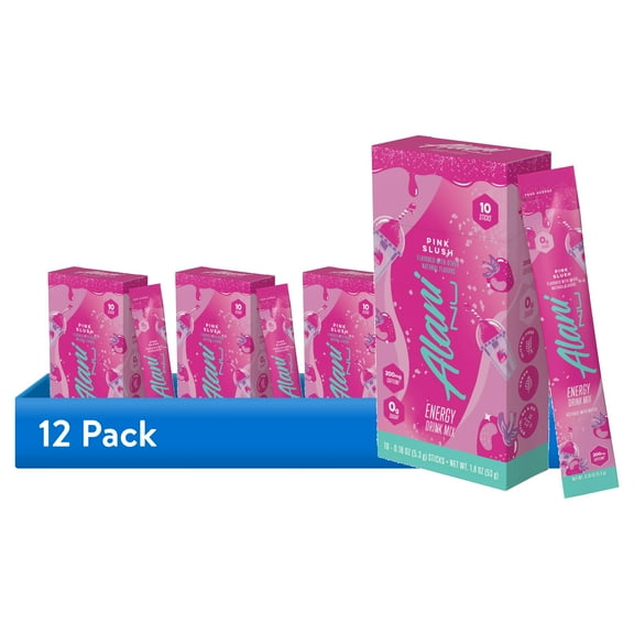 (12 pack) Alani Nu Energy Sticks, Pink Slush, 10 Count, 200mg Caffeine, Zero Sugar
