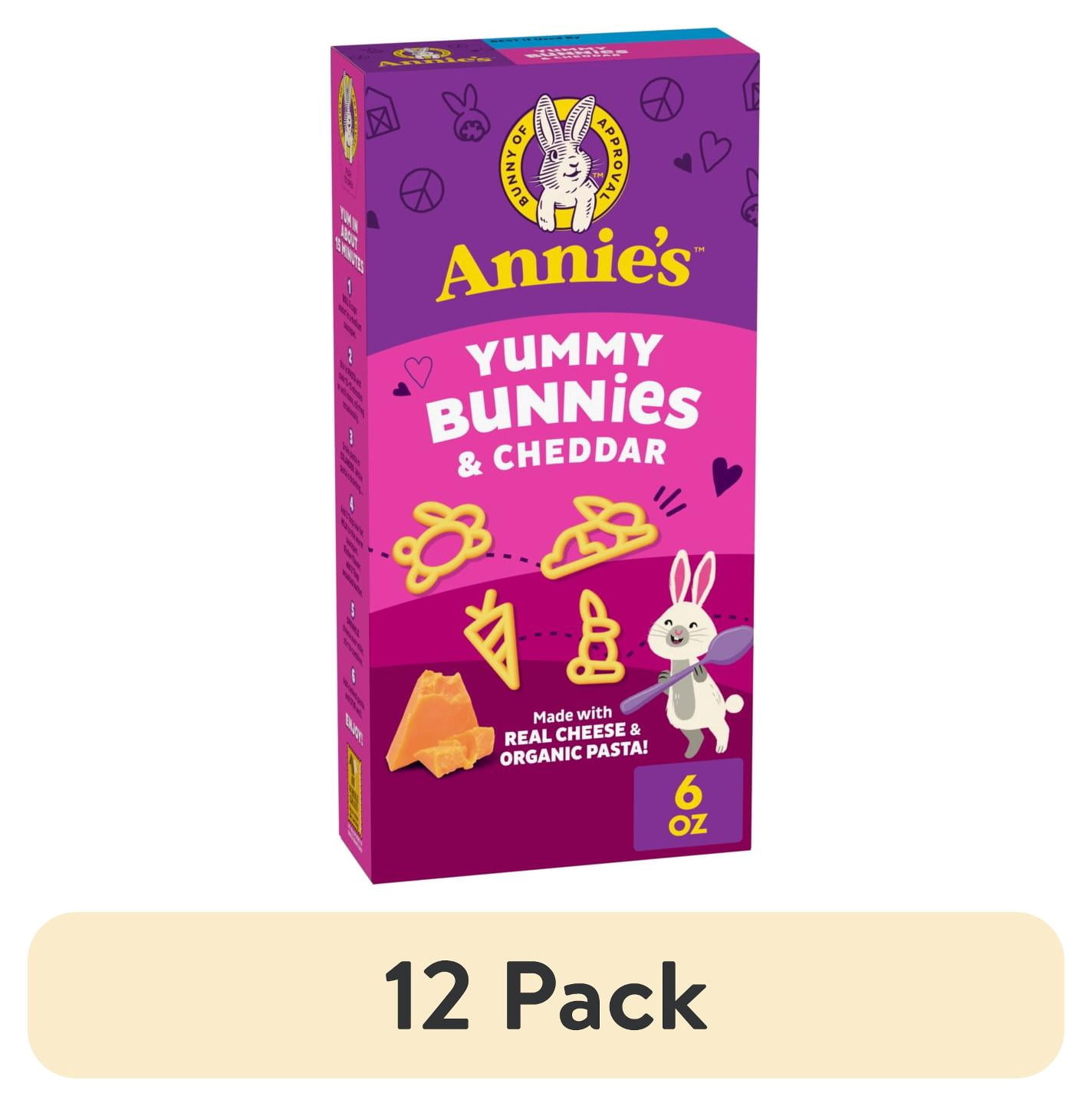 (12 pack) Annie's Yummy Bunnies and Cheddar, Made with Real Cheese and Organic Pasta, 6 oz