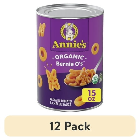 (12 pack) Annie's Organic Bernie O's, Canned Pasta in Tomato and Cheese Sauce, 15 oz