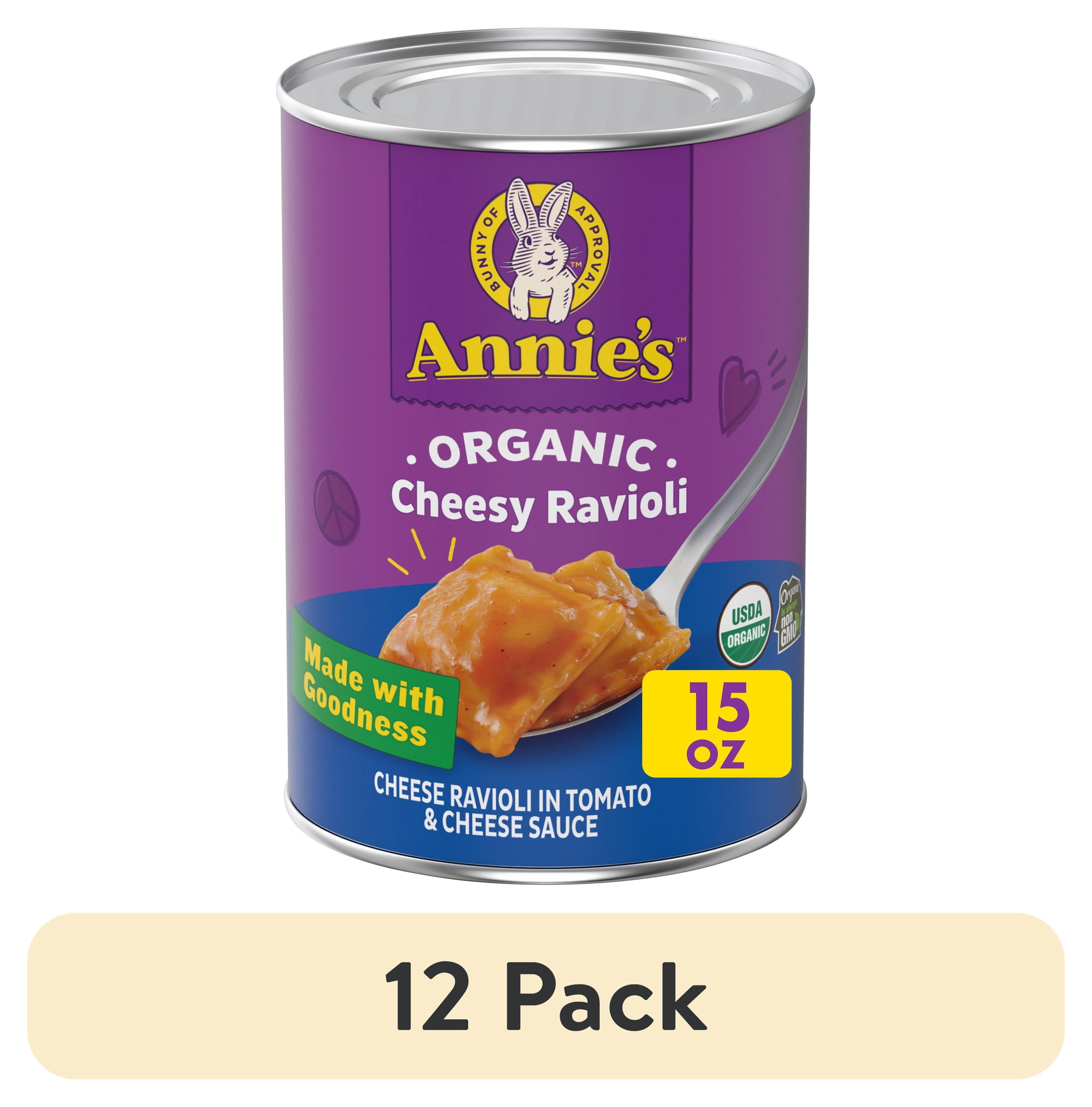 (12 pack) Annie's Organic Cheesy Ravioli in Tomato and Cheese Sauce, 15 oz