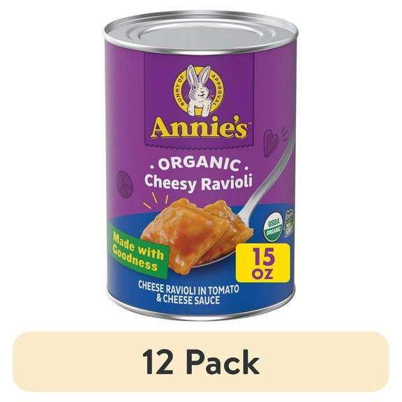 (12 pack) Annie's Organic Cheesy Ravioli in Tomato and Cheese Sauce, 15 oz