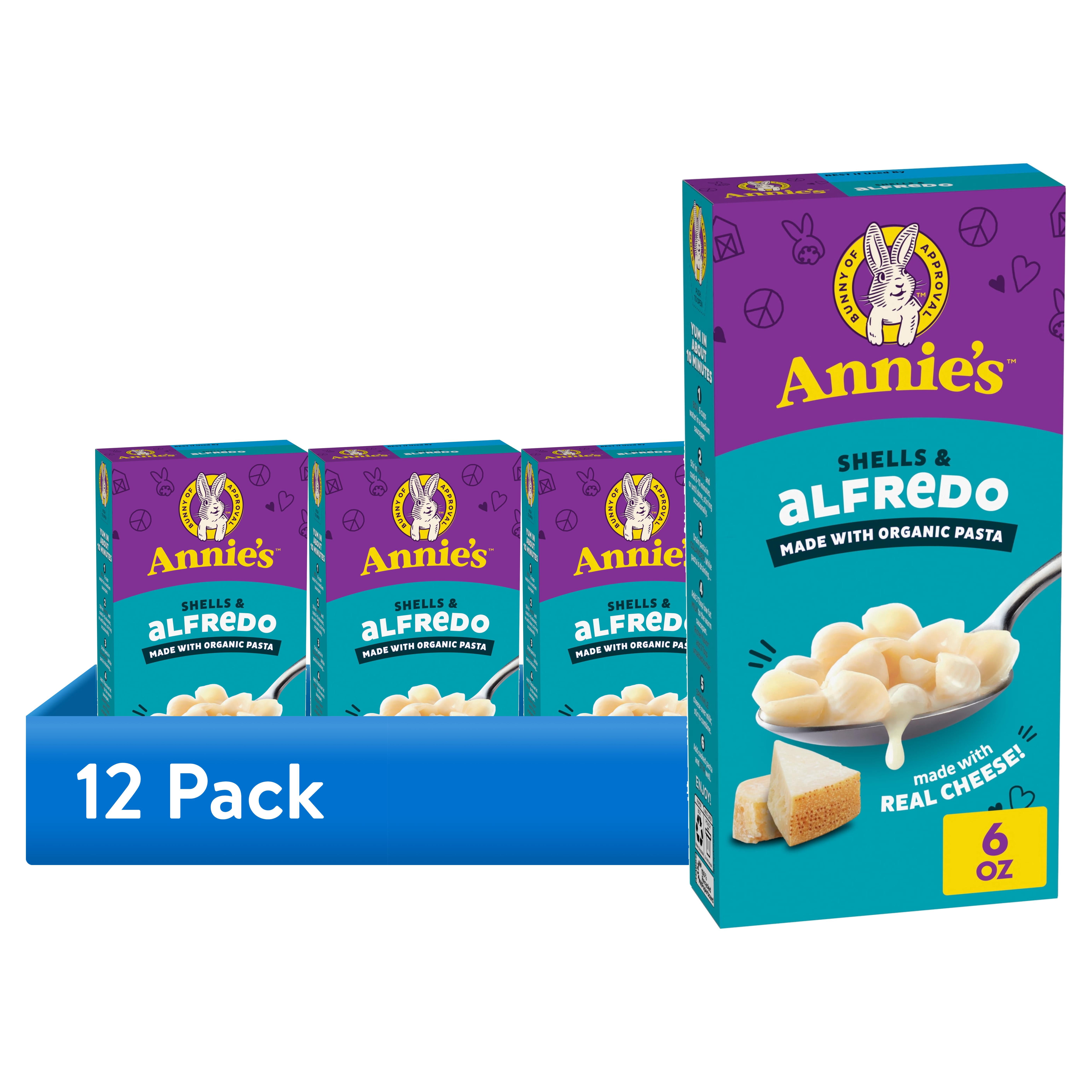 (12 pack) Annie's Shells and Alfredo, Made with Real Cheese and Organic Pasta, 6 oz