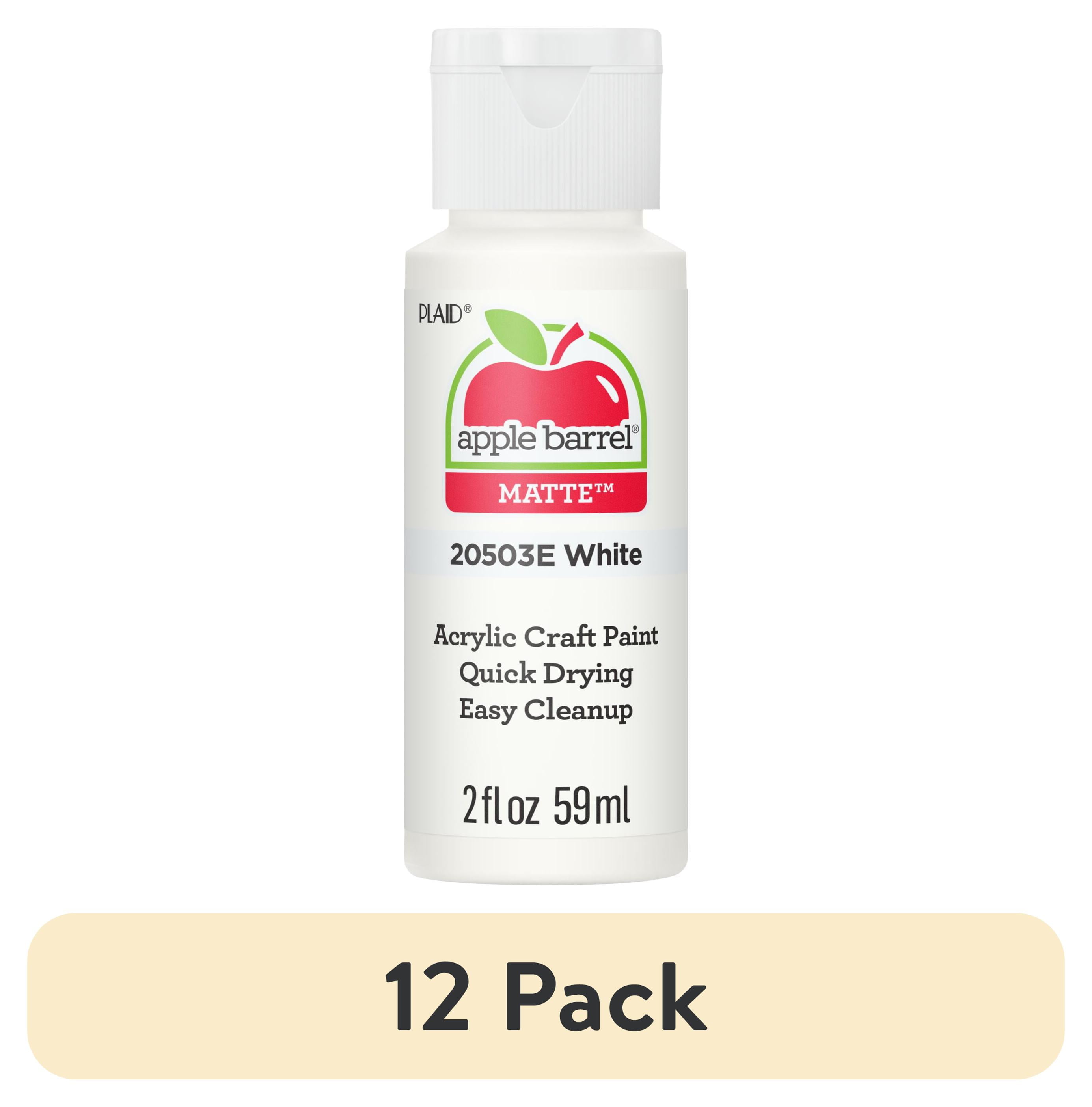 (12 pack) Apple Barrel Acrylic Craft Paint, Matte Finish, White, 2 fl oz