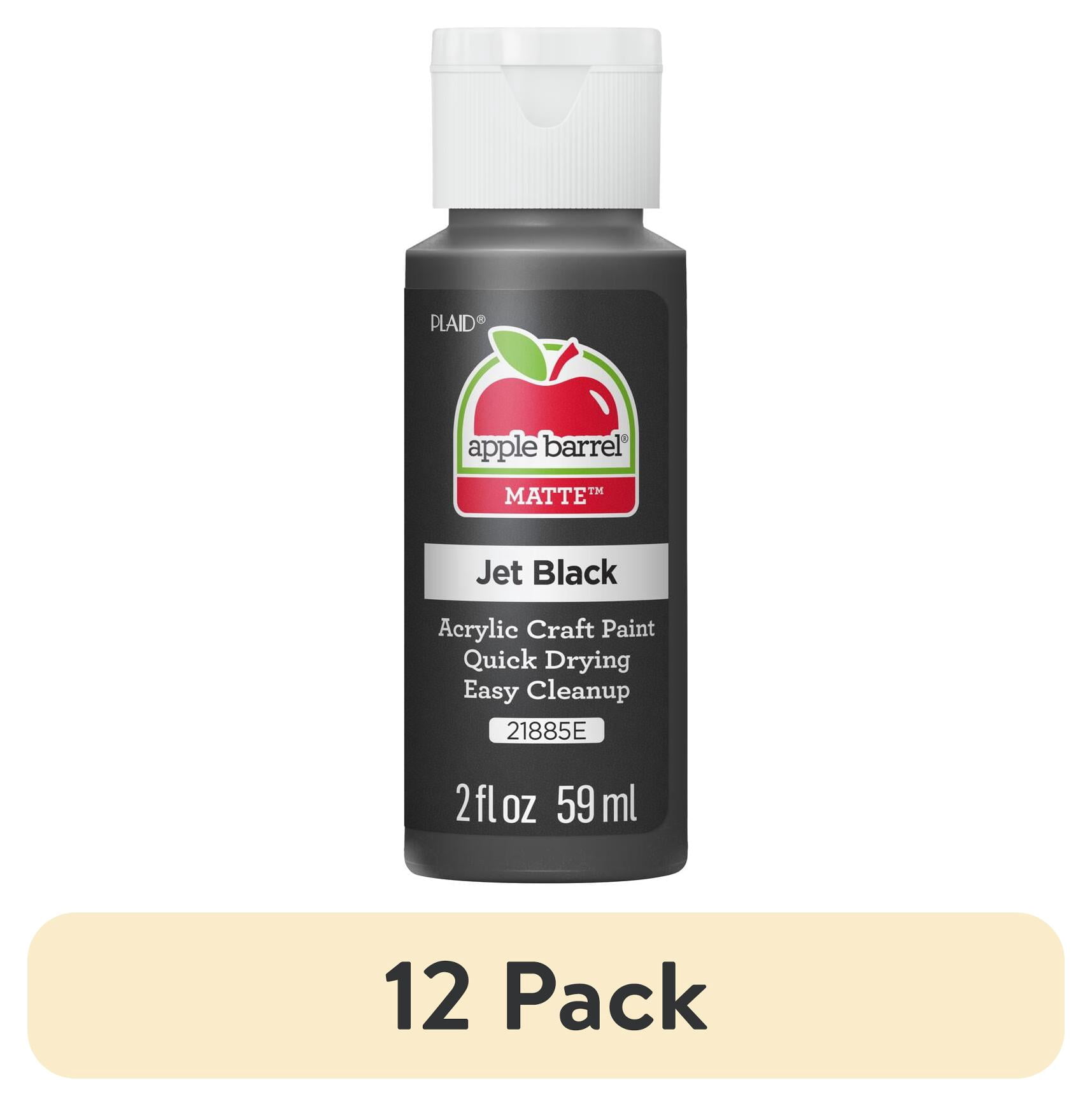 (12 pack) Apple Barrel Acrylic Craft Paint, Matte Finish, Jet Black, 2 fl oz