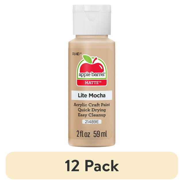 (12 pack) Apple Barrel Acrylic Craft Paint, Matte Finish, Lite Mocha, 2 fl oz