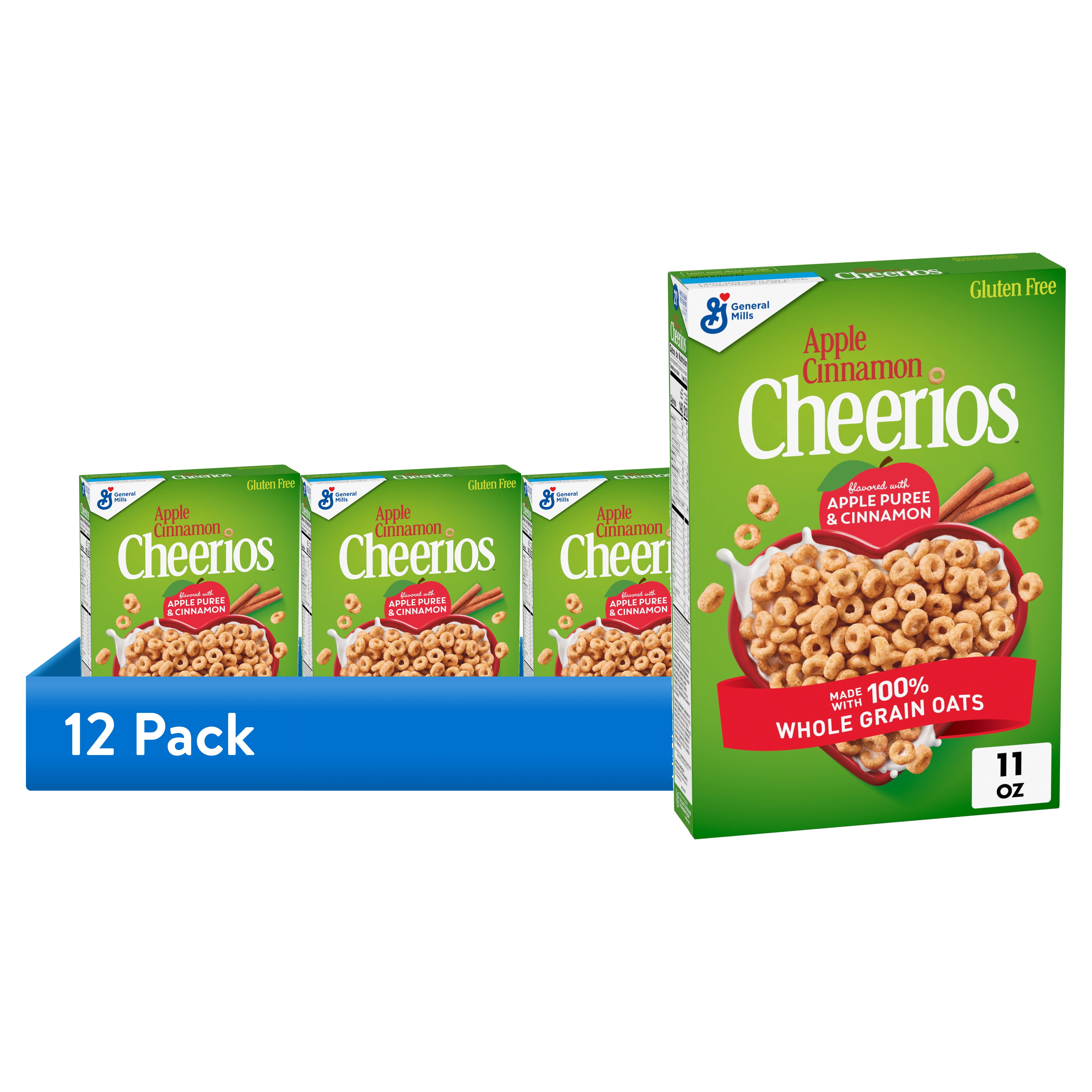 (12 pack) Apple Cinnamon Cheerios, Heart Healthy Gluten Free Cereal, 11 oz
