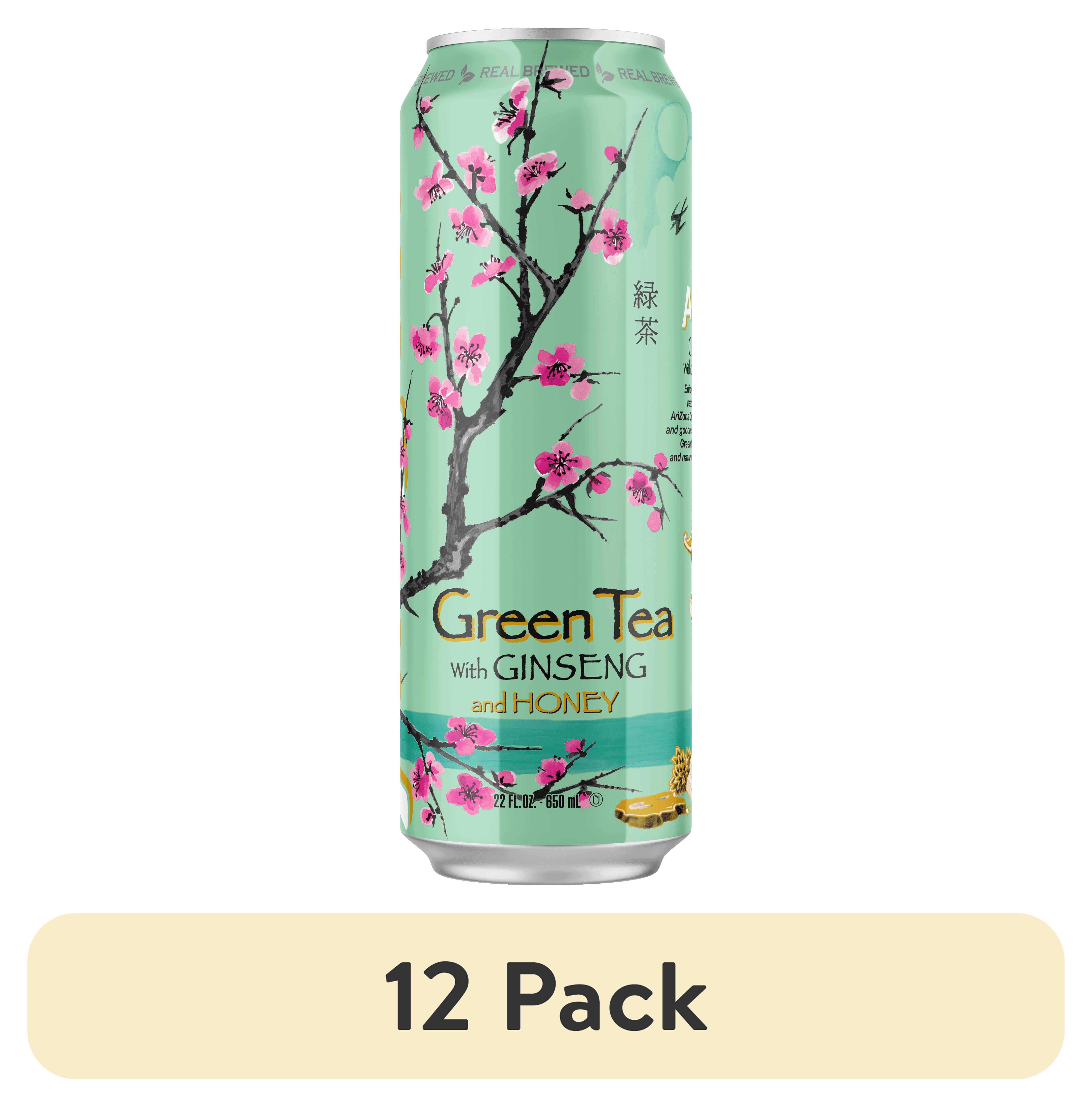 24 pack) AriZona Green Tea with Ginseng & Honey, Caffeine-Free, 22
