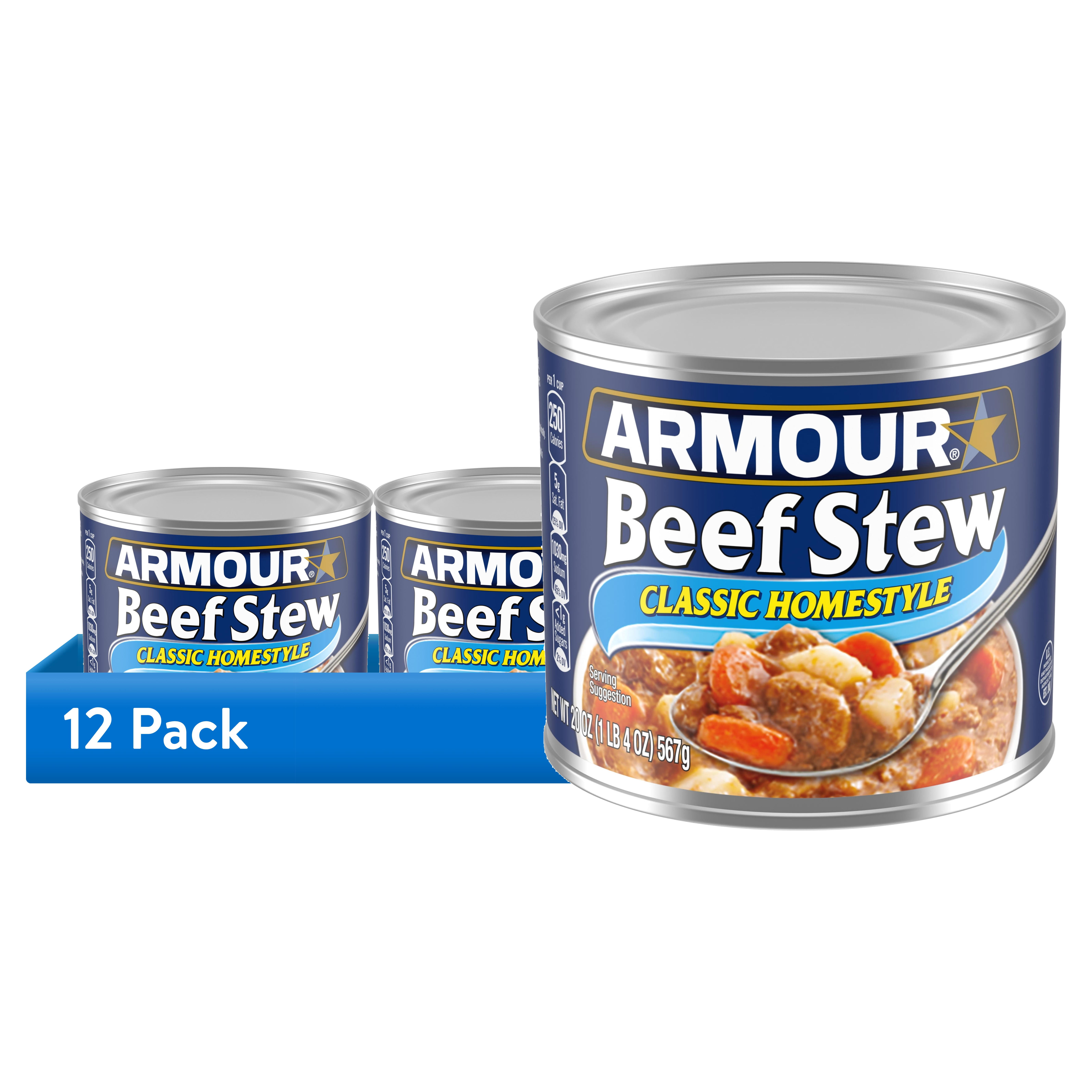 (12 pack) Armour Star Classic Homestyle Beef Stew, 13g Protein Per Serving, 20 oz Can