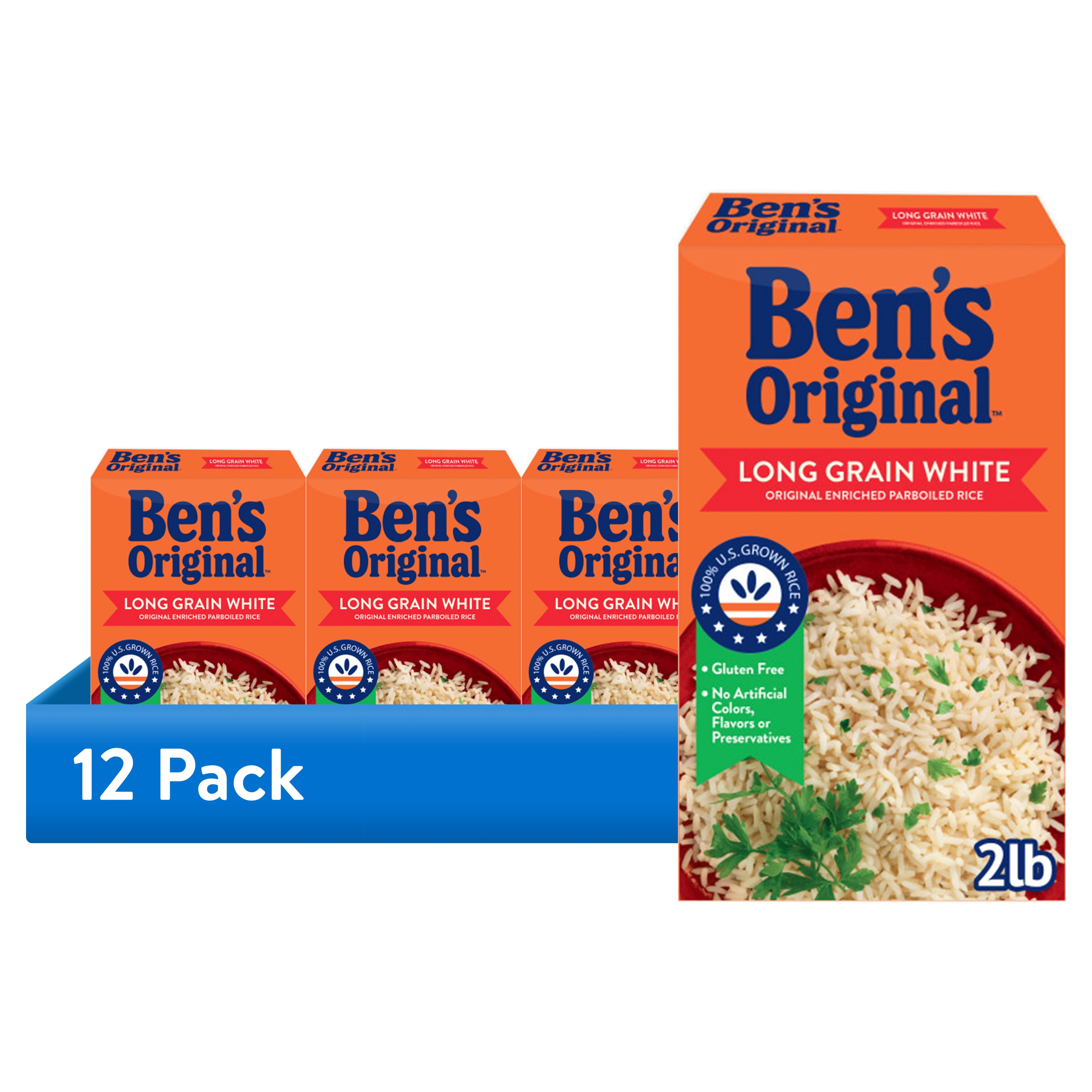 (12 pack) BEN'S ORIGINAL Converted Brand Enriched Long Grain White Rice, Parboiled Rice, 2 lb Box