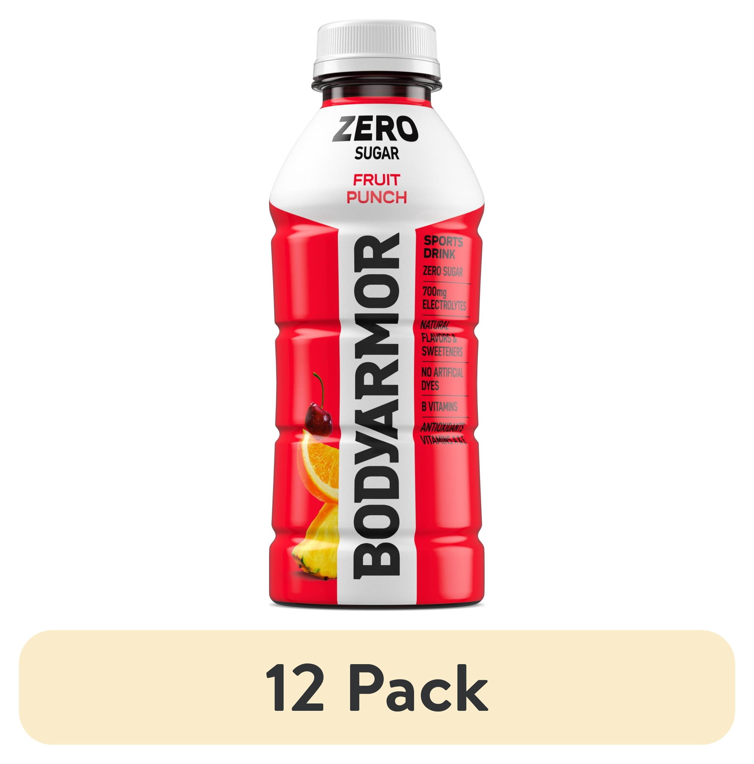 (12 pack) BODYARMOR Zero Sugar Fruit Punch Electrolyte Sports Drink Bottle, 16 fl oz