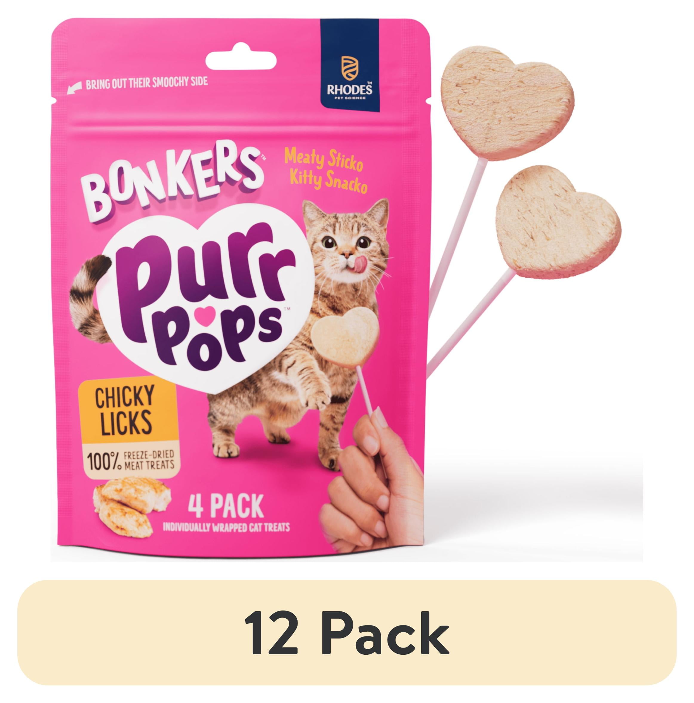 12 pack) BONKERS Purrpops Freeze-Dried Chicken Flavored Lollipop