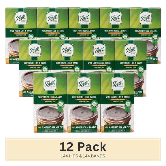 (12 pack) Ball, Wide Mouth Lids with Bands, BPA Free, 12 Count