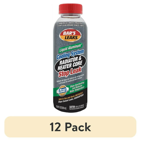(12 pack) Bar's Leaks Liquid Aluminum Radiator & Heater Core Stop Leak Antifreeze & Coolant, 16.9 oz