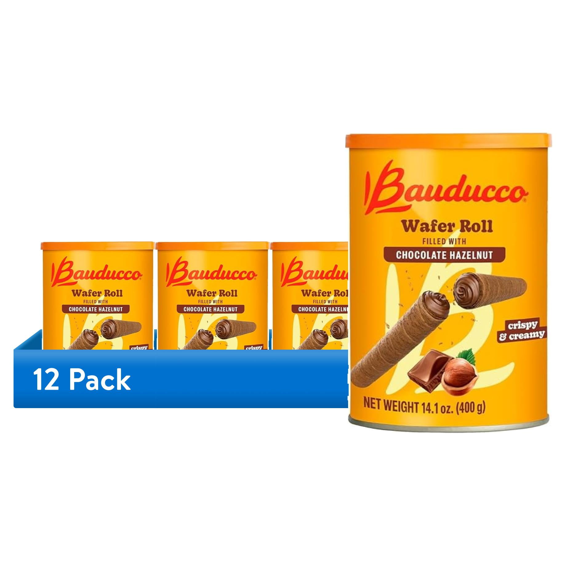 (12 pack) Bauducco Chocolate Hazelnut Wafer Rolls - Classic European Cookies, 14.1 oz