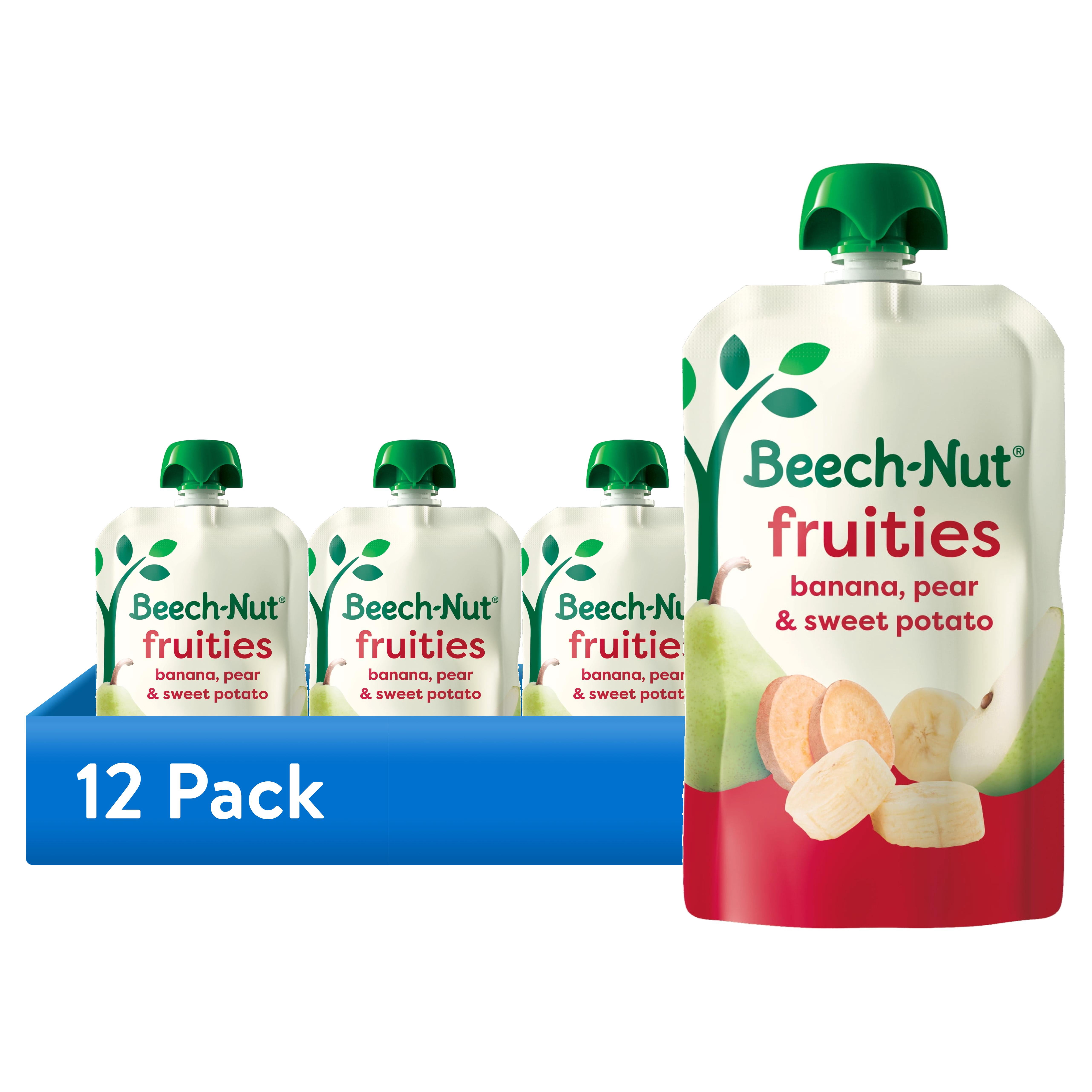 (12 pack) Beech-Nut Fruities Stage 2 Baby Food, Banana Pear & Sweet Potato, 3.5 oz Pouch
