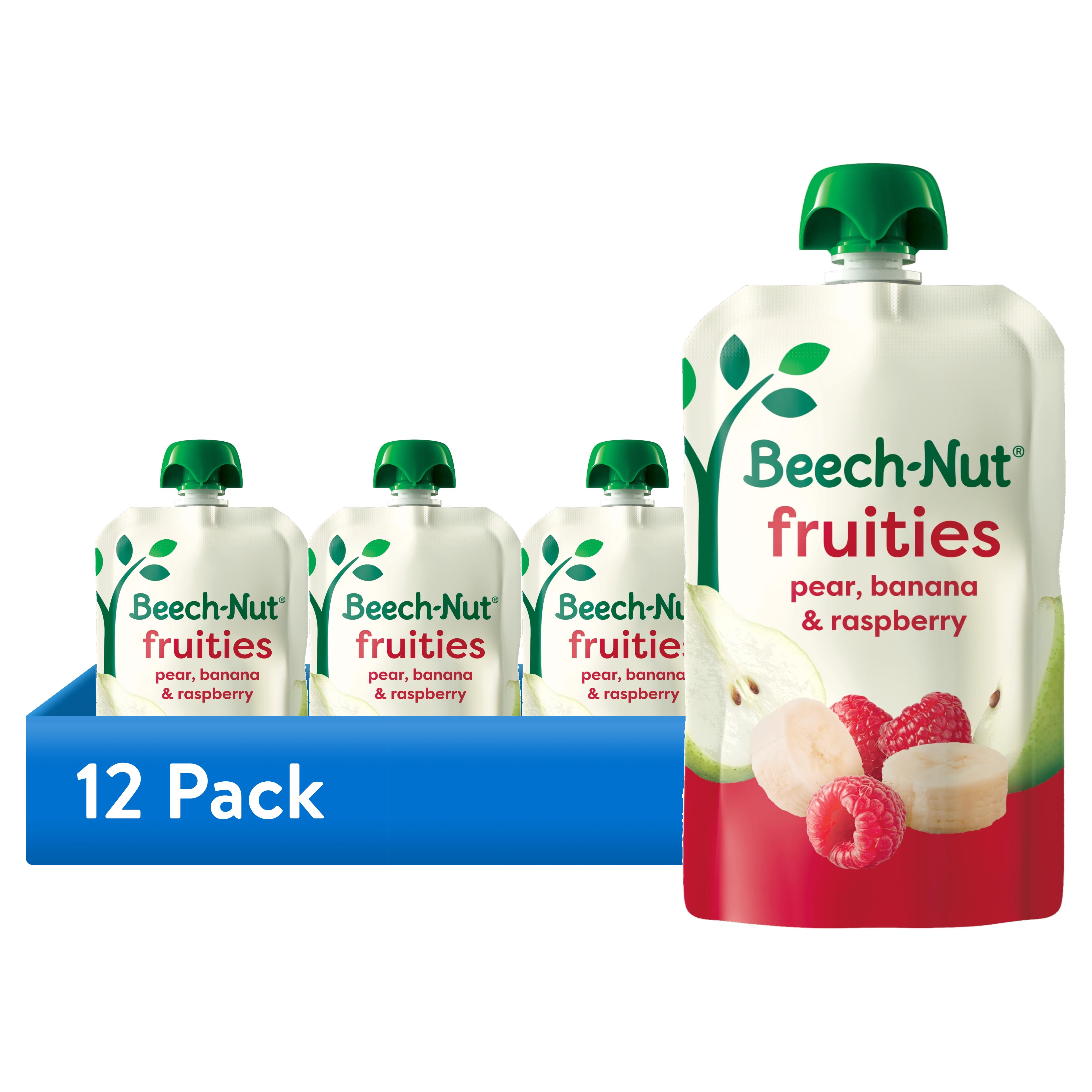 (12 pack) Beech-Nut Baby Food Stage 2 Pear Banana & Raspberry 3.5 oz Pouch