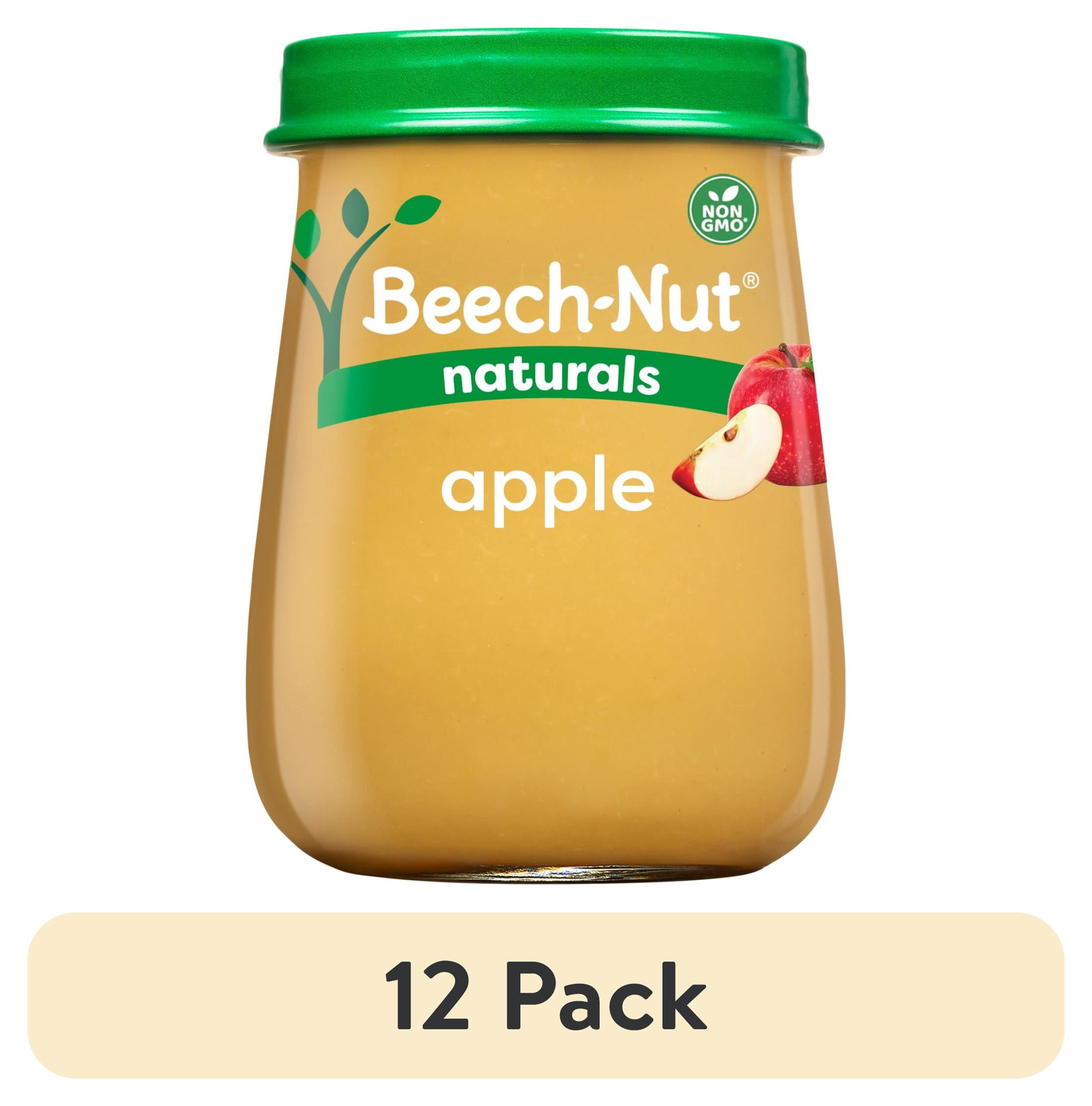 (12 pack) Beech-Nut Naturals Stage 1 Baby Food, Apple, 4 oz Jar