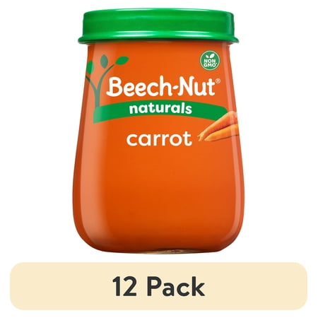 (12 pack) Beech-Nut Naturals Stage 1 Baby Food, Carrots, 4 oz Jar