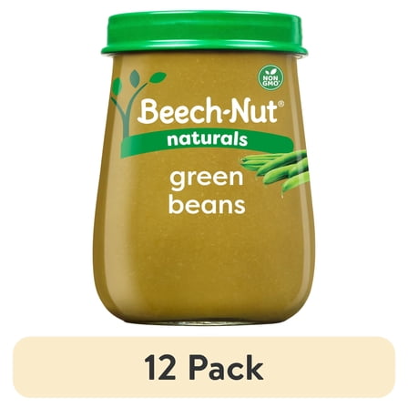 (12 pack) Beech-Nut Naturals Stage 1 Baby Food, Green Beans, 4 oz Jar