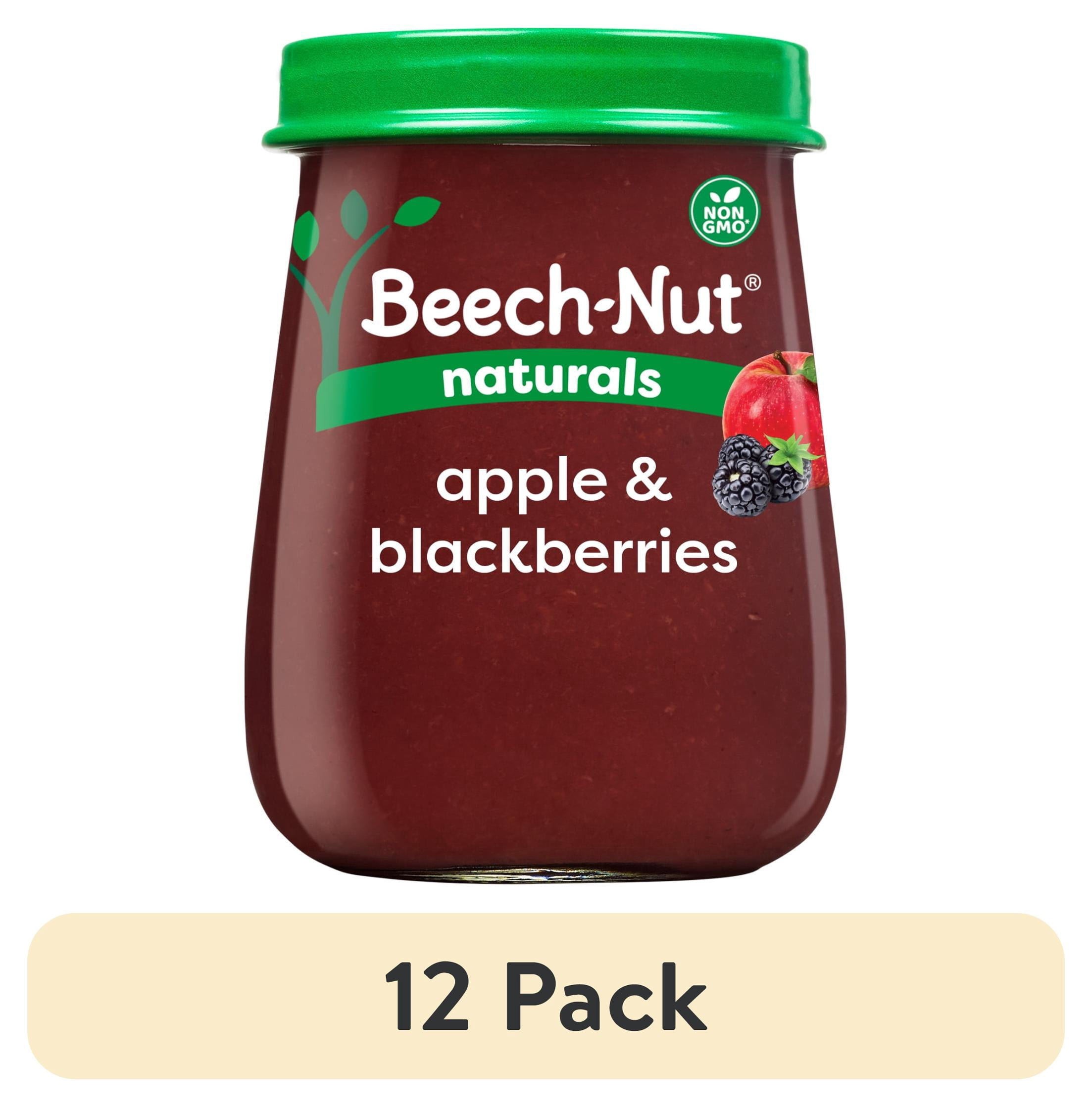 (12 pack) Beech-Nut Naturals Stage 2 Baby Food, Apple & Blackberries, 4 oz Jar