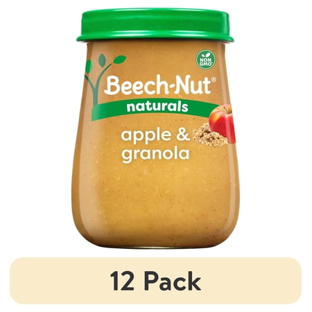 (12 pack) Beech-Nut Naturals Stage 2 Baby Food, Apple & Granola, 4 oz Jar