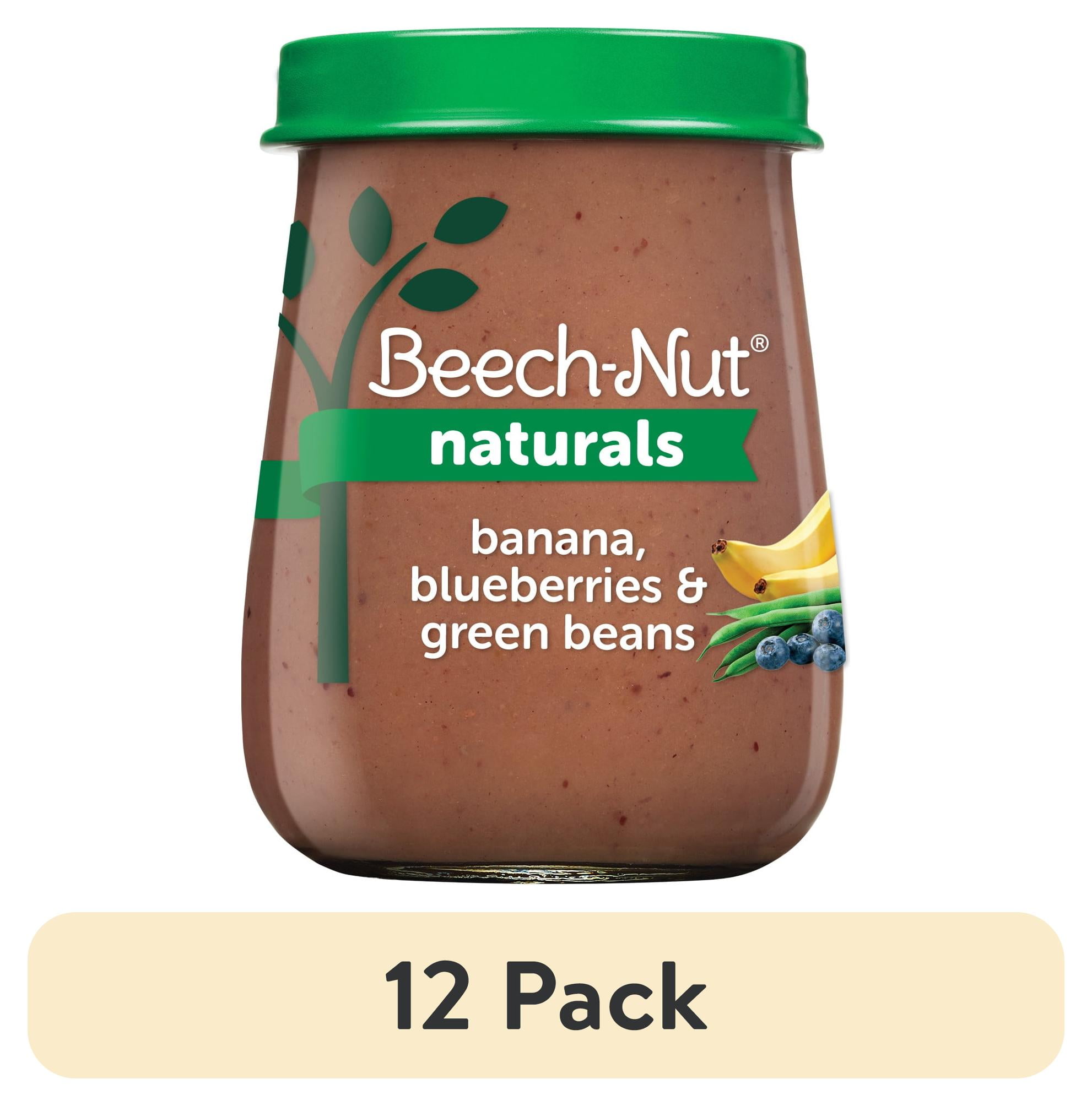 (12 pack) Beech-Nut Naturals Stage 2 Baby Food, Banana Blueberries & Green Beans, 4 oz Jar