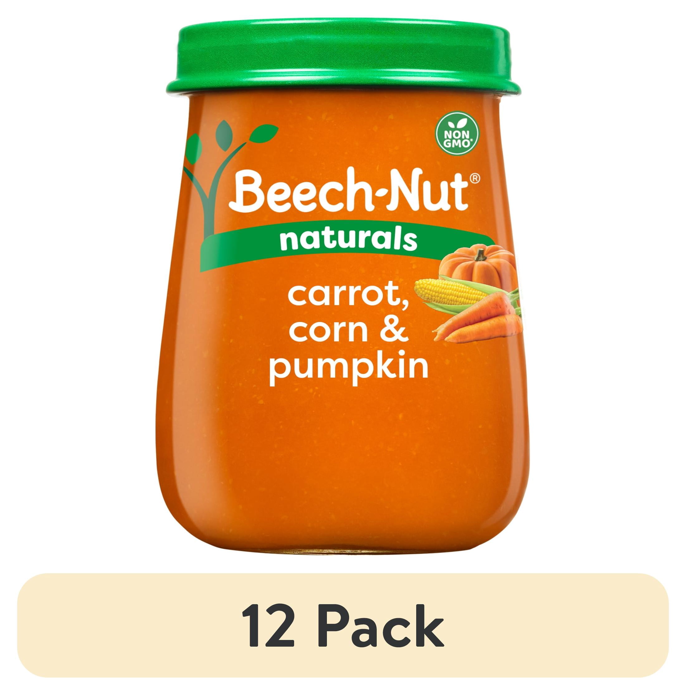 (12 pack) Beech-Nut Naturals Stage 2 Baby Food, Carrots Sweet Corn & Pumpkin, 4 oz Jar