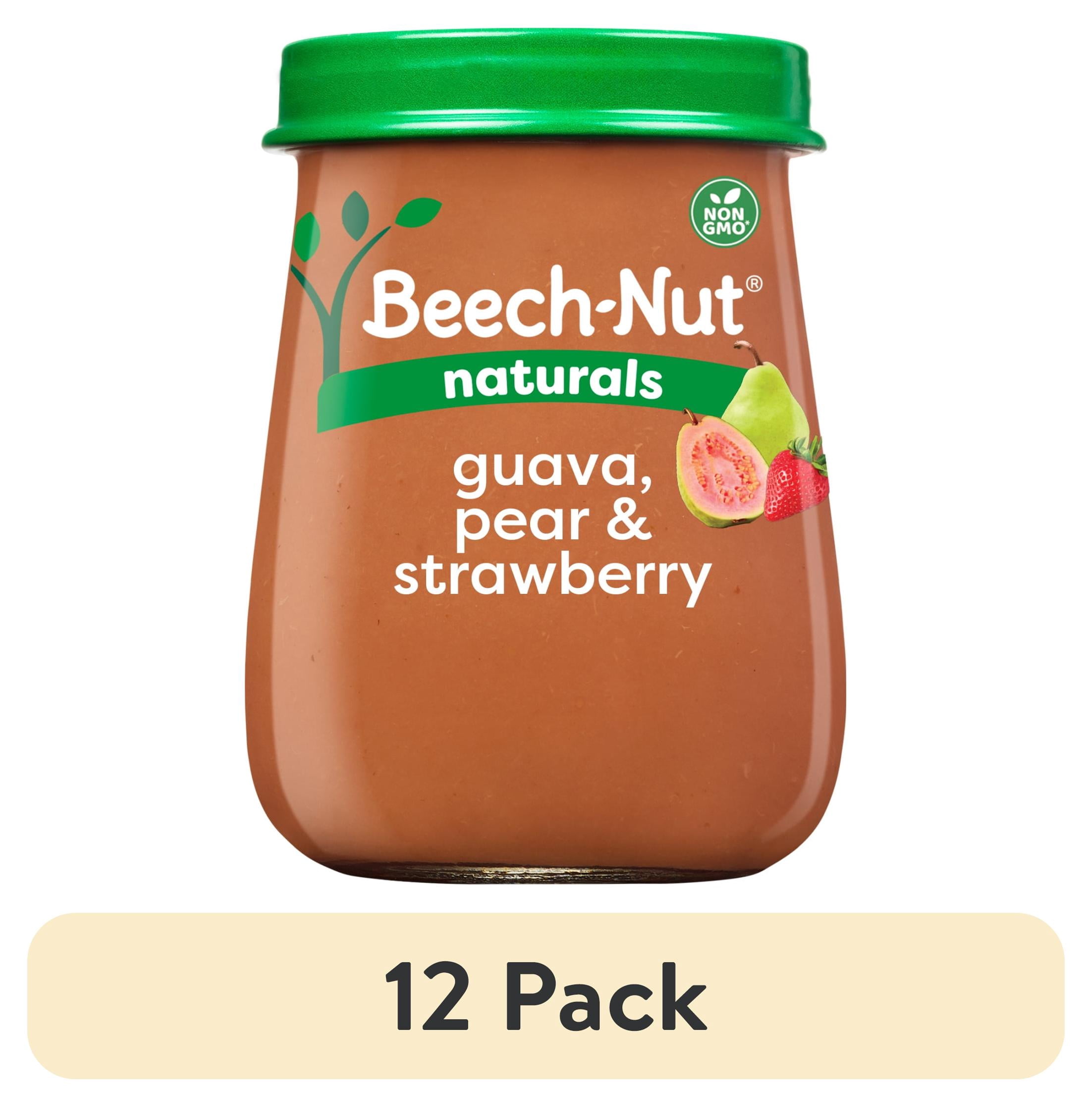 (12 pack) Beech-Nut Naturals Stage 2 Baby Food, Guava Pear & Strawberries, 4 oz Jar
