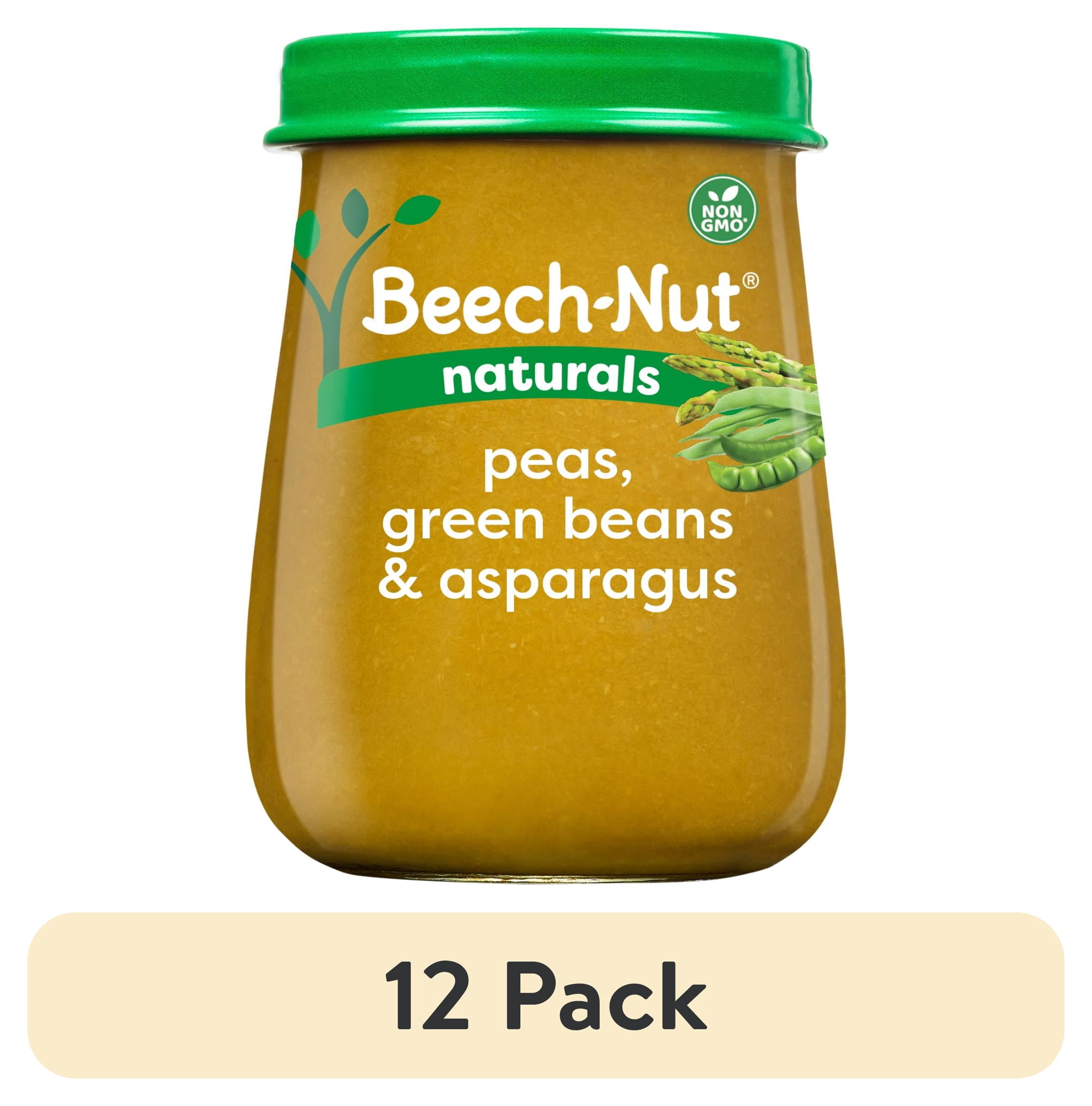 (12 pack) Beech-Nut Naturals Stage 2 Baby Food, Peas Green Bean & Asparagus, 4 oz Jar