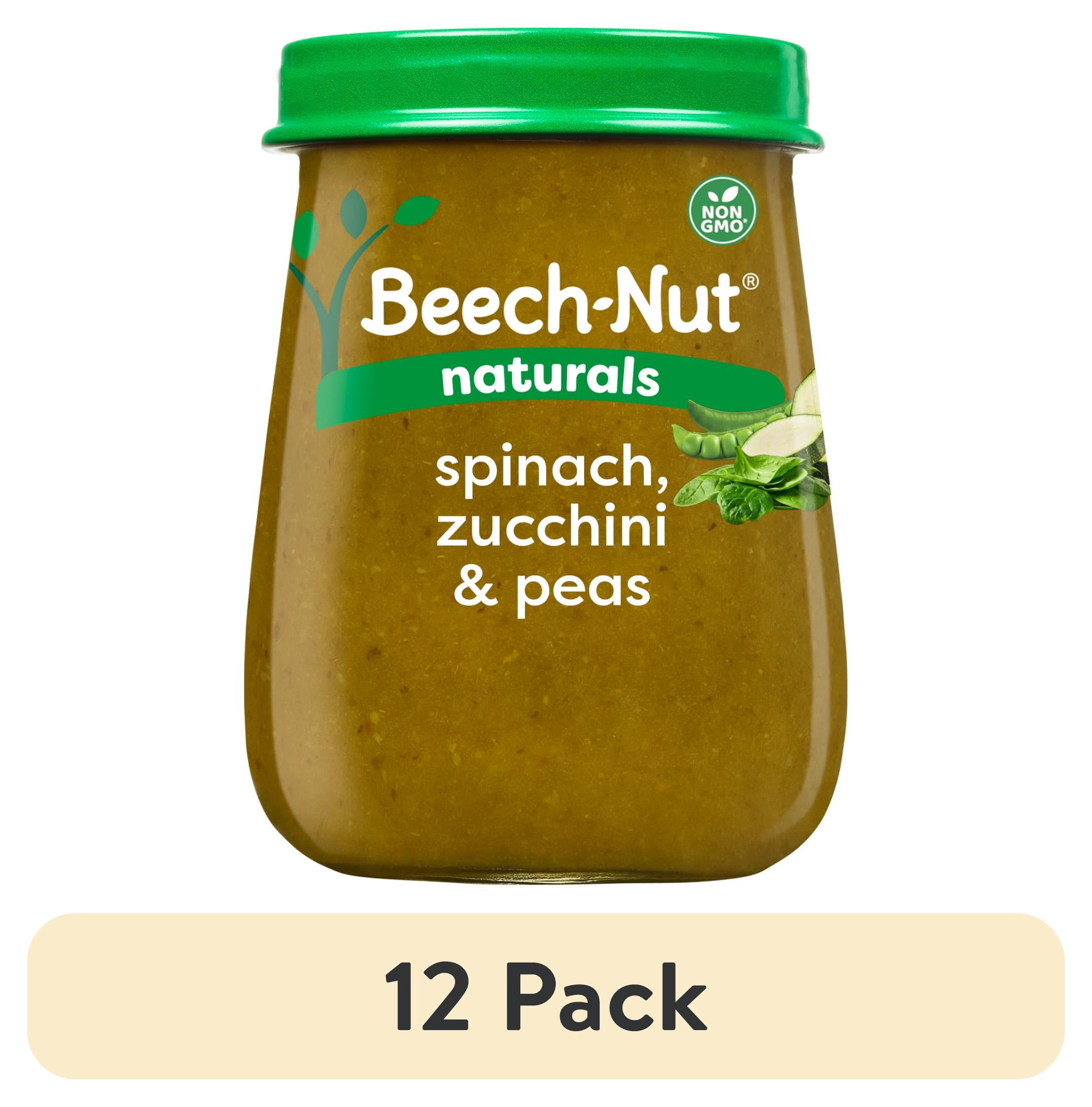 (12 pack) Beech-Nut Naturals Stage 2 Baby Food, Pea Zucchini & Spinach, 4 oz Jar