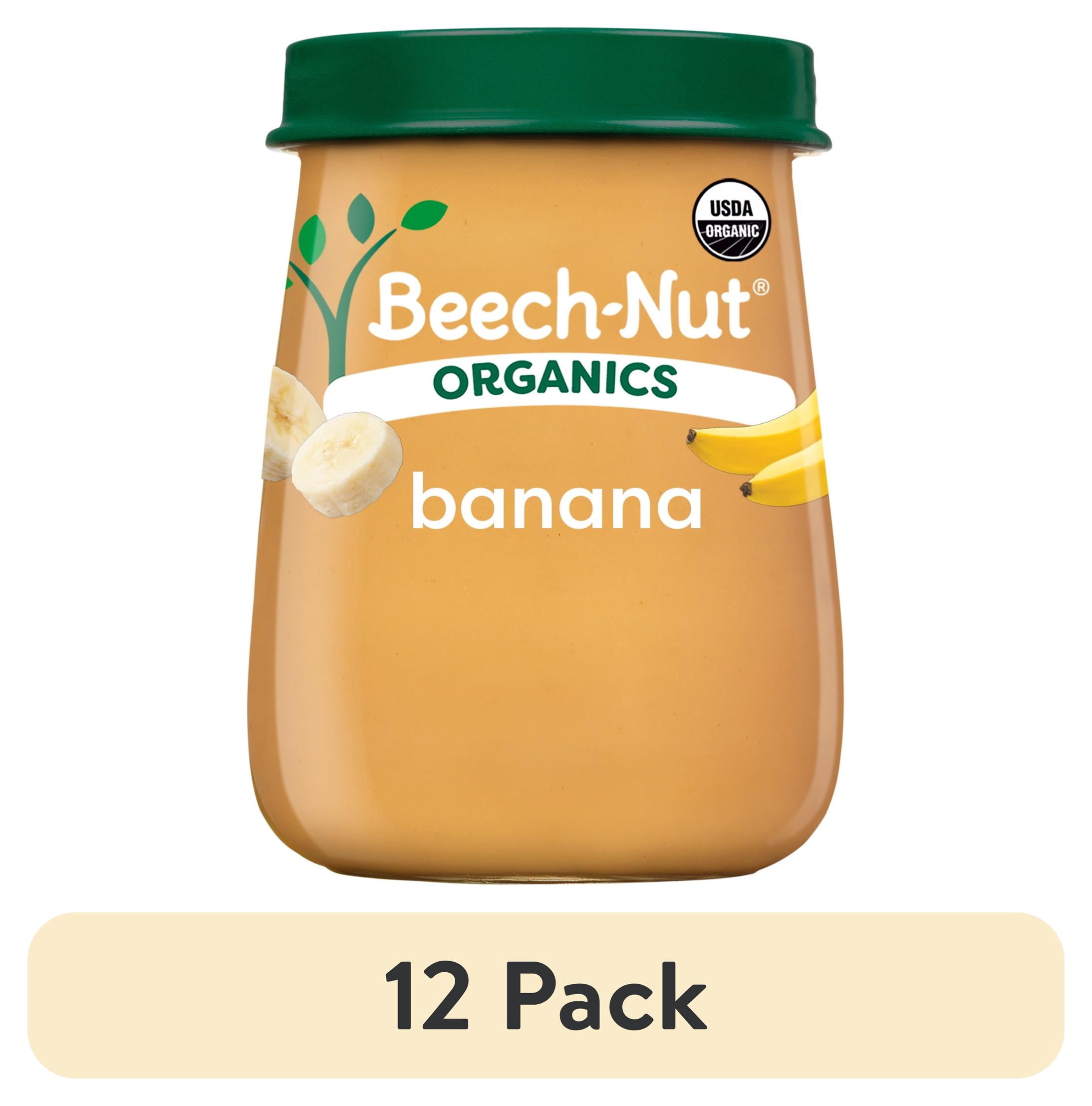 (12 pack) Beech-Nut Organics Stage 1 Organic Baby Food, Banana, 4 oz Jar