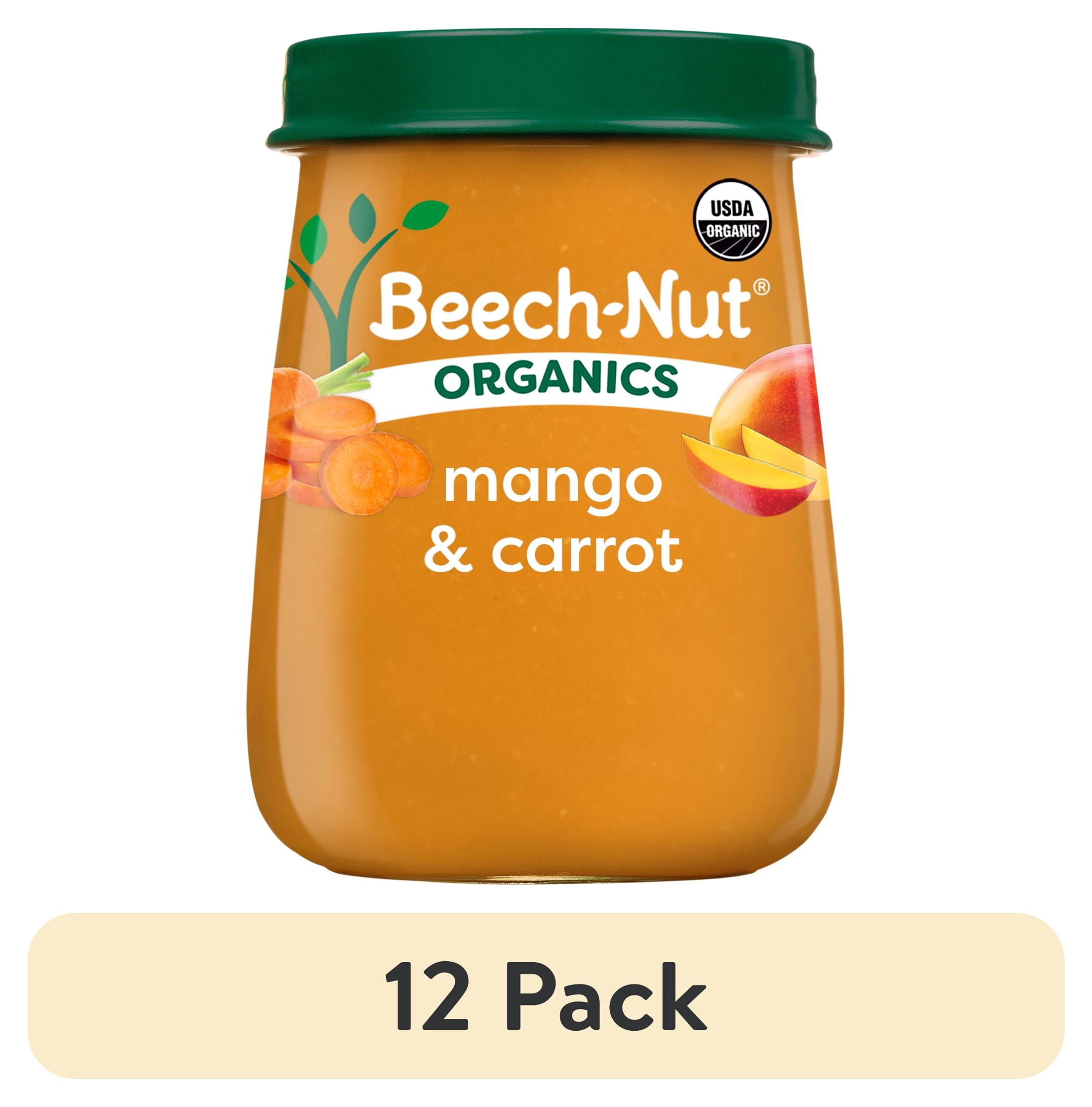 (12 pack) Beech-Nut Organics Stage 2 Organic Baby Food, Mango & Carrot, 4oz Jar
