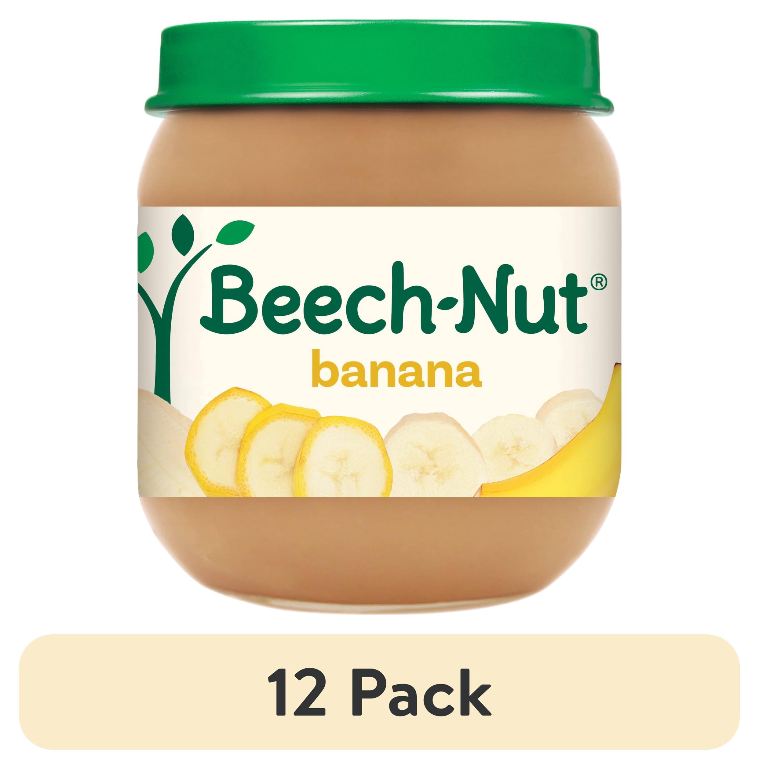 (12 pack) Beech-Nut Stage 2 Banana Baby Food, 4 oz Jar