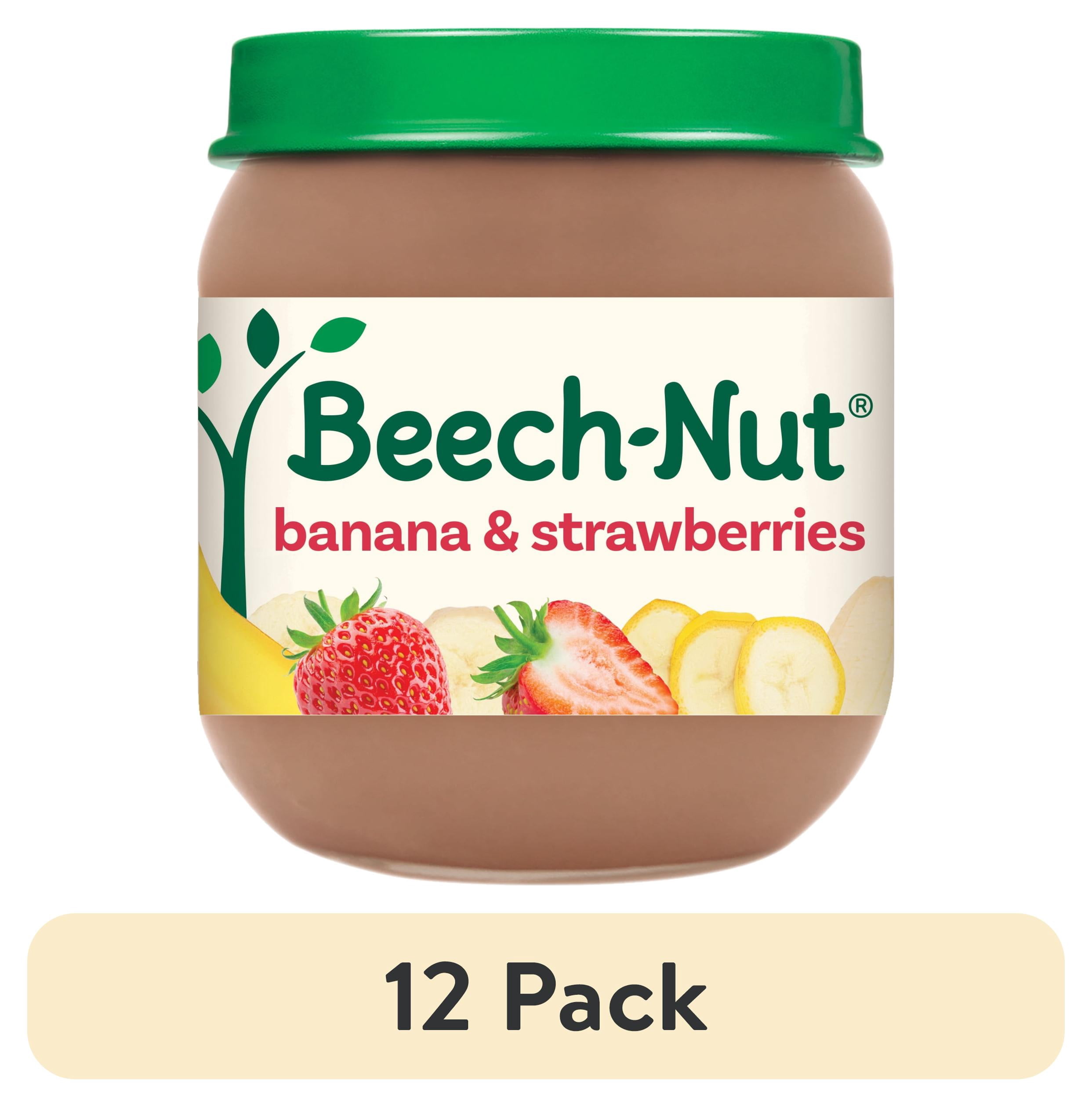 (12 pack) Beech-Nut Stage 2 Baby Food, Banana & Strawberries, 4 oz Jar
