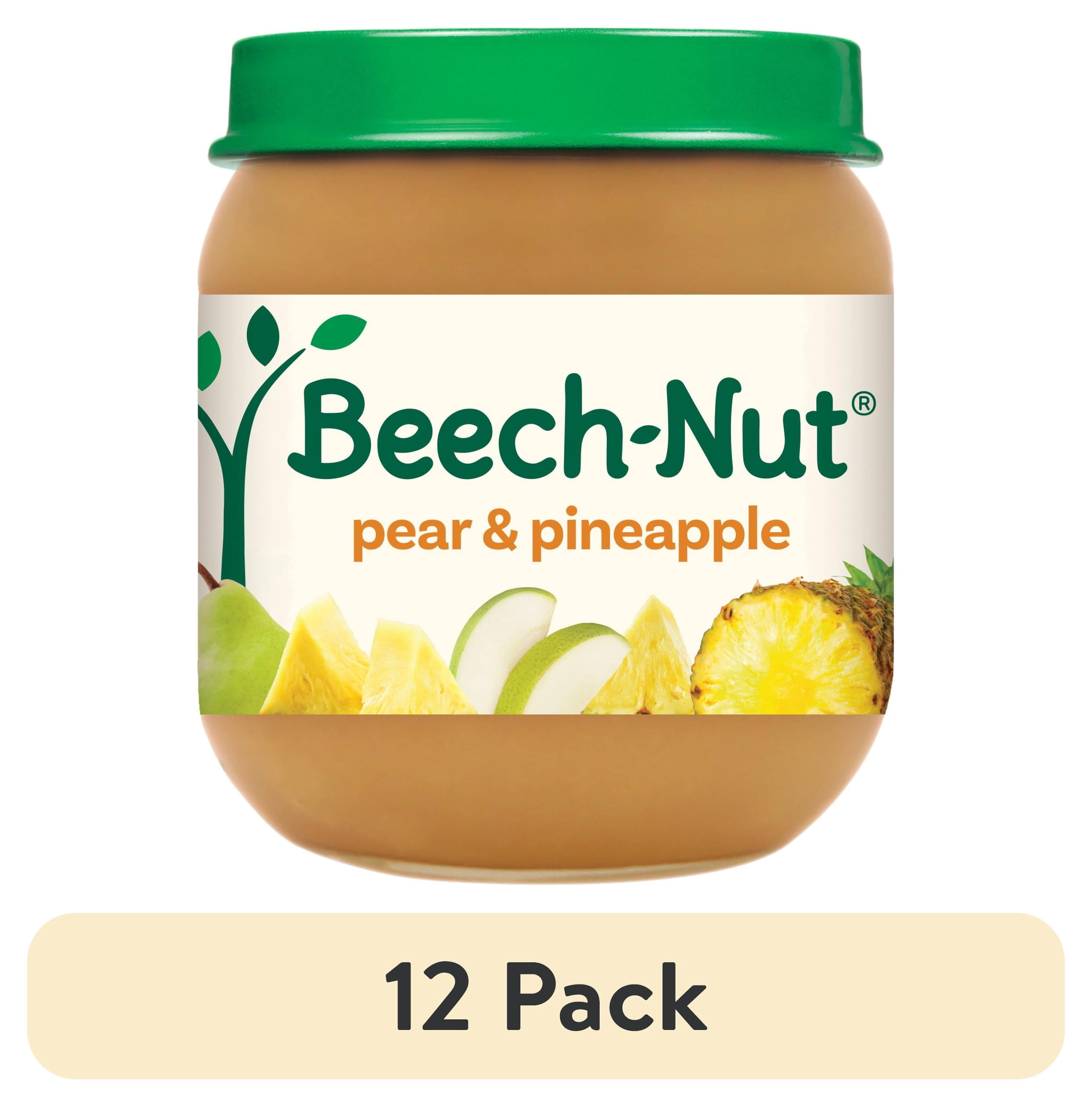 (12 pack) Beech-Nut Stage 2 Baby Food, Pear & Pineapple, 4 oz Jar