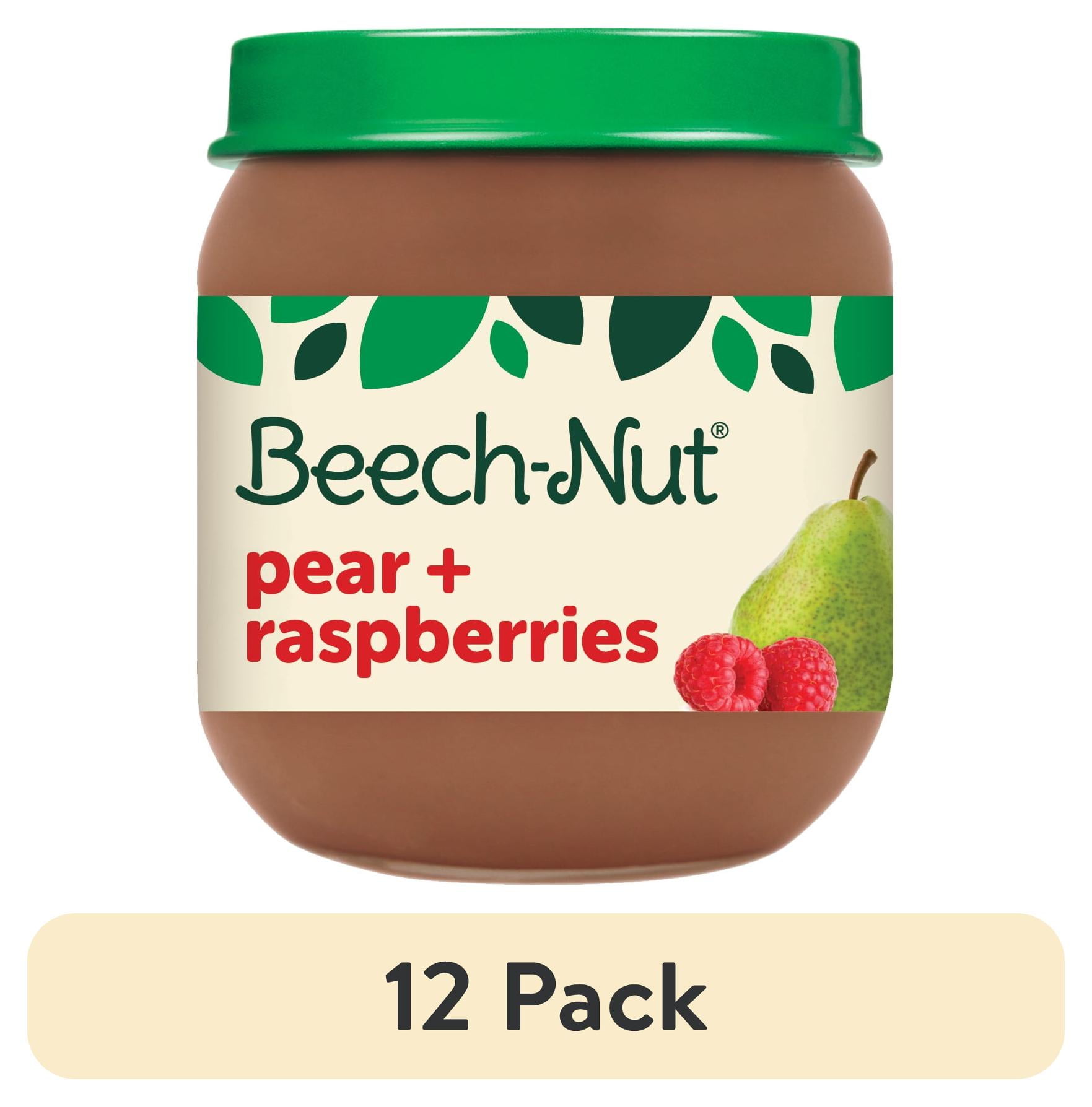 (12 pack) Beech-Nut Stage 2 Baby Food, Pear & Raspberries, 4 oz Jar ...