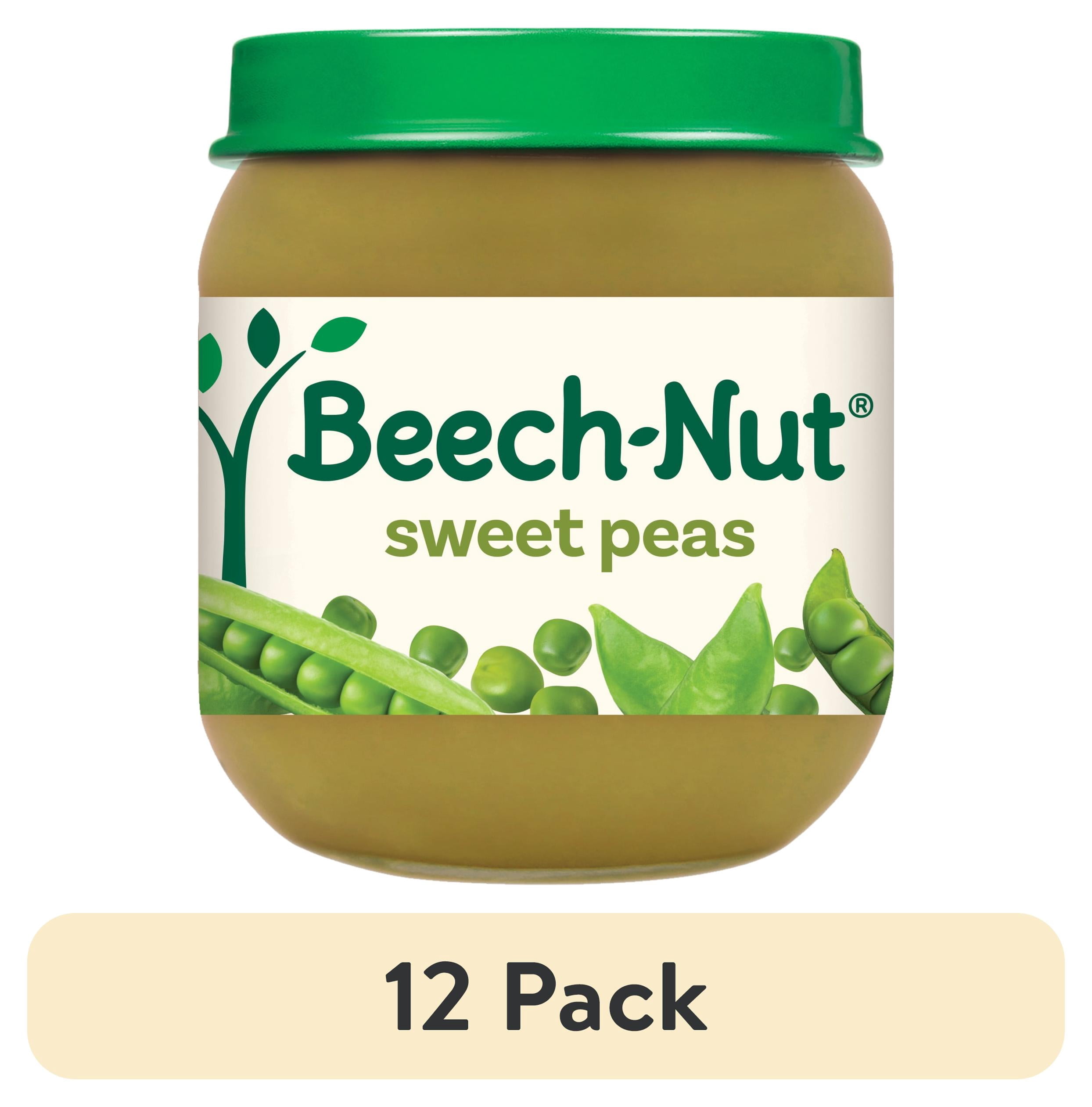(12 pack) Beech-Nut Stage 2 Baby Food, Sweet Peas, 4 oz Jar