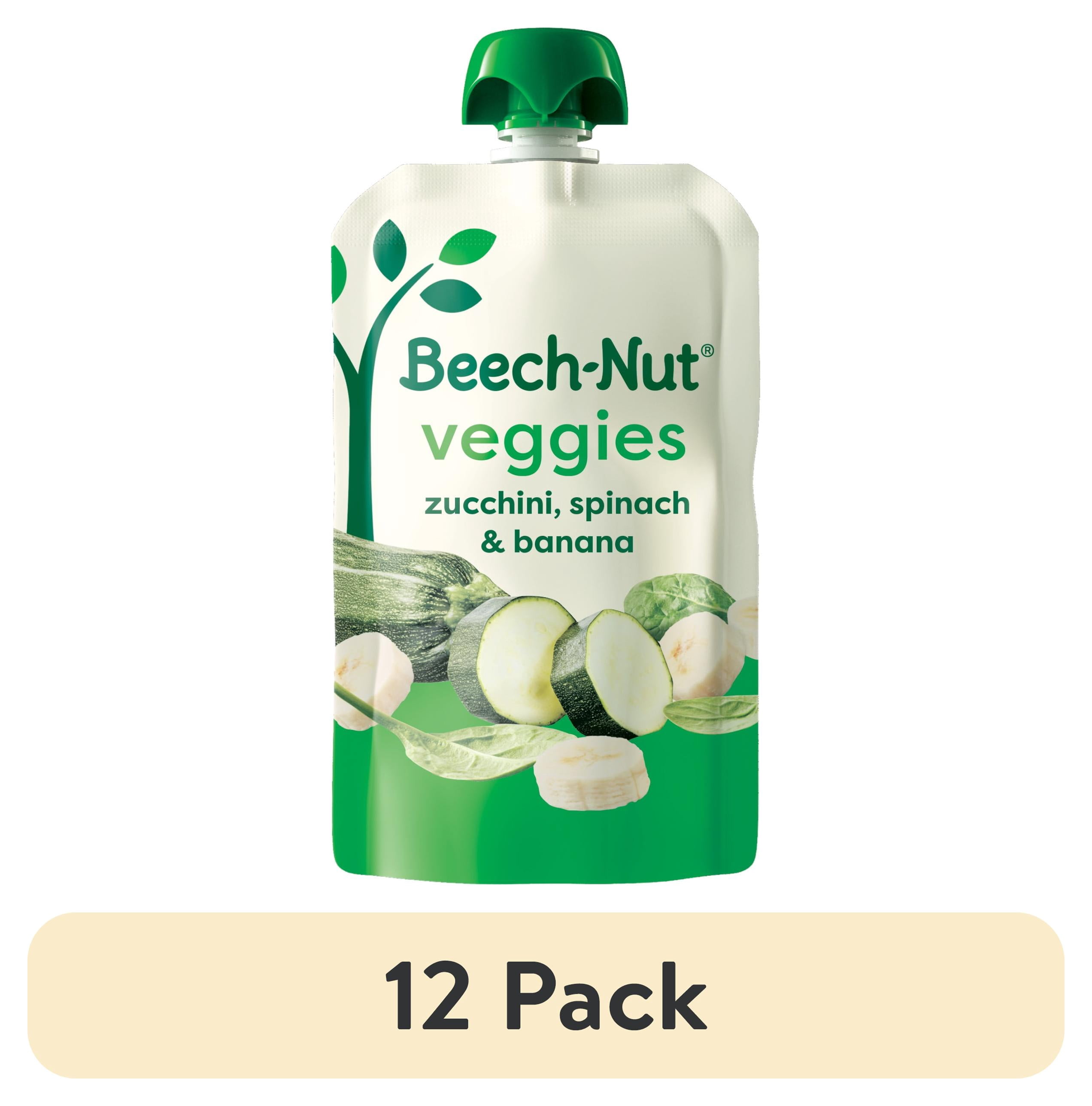 (12 pack) Beech-Nut Veggies Stage 2 Baby Food, Zucchini Spinach & Banana, 3.5 oz Pouch