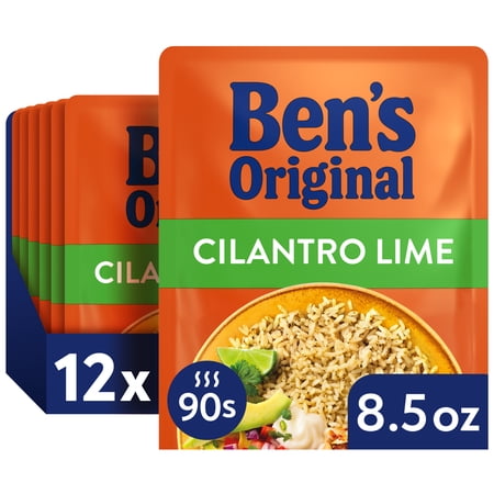 (12 pack) Ben's Original Ready Rice, Cilantro Lime Flavored, Easy Dinner Side, 8.5 Ounce Pouch