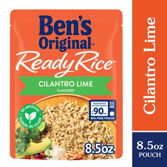 (12 pack) Ben's Original Ready Rice, Cilantro Lime Flavored, Easy Dinner Side, 8.5 Ounce Pouch